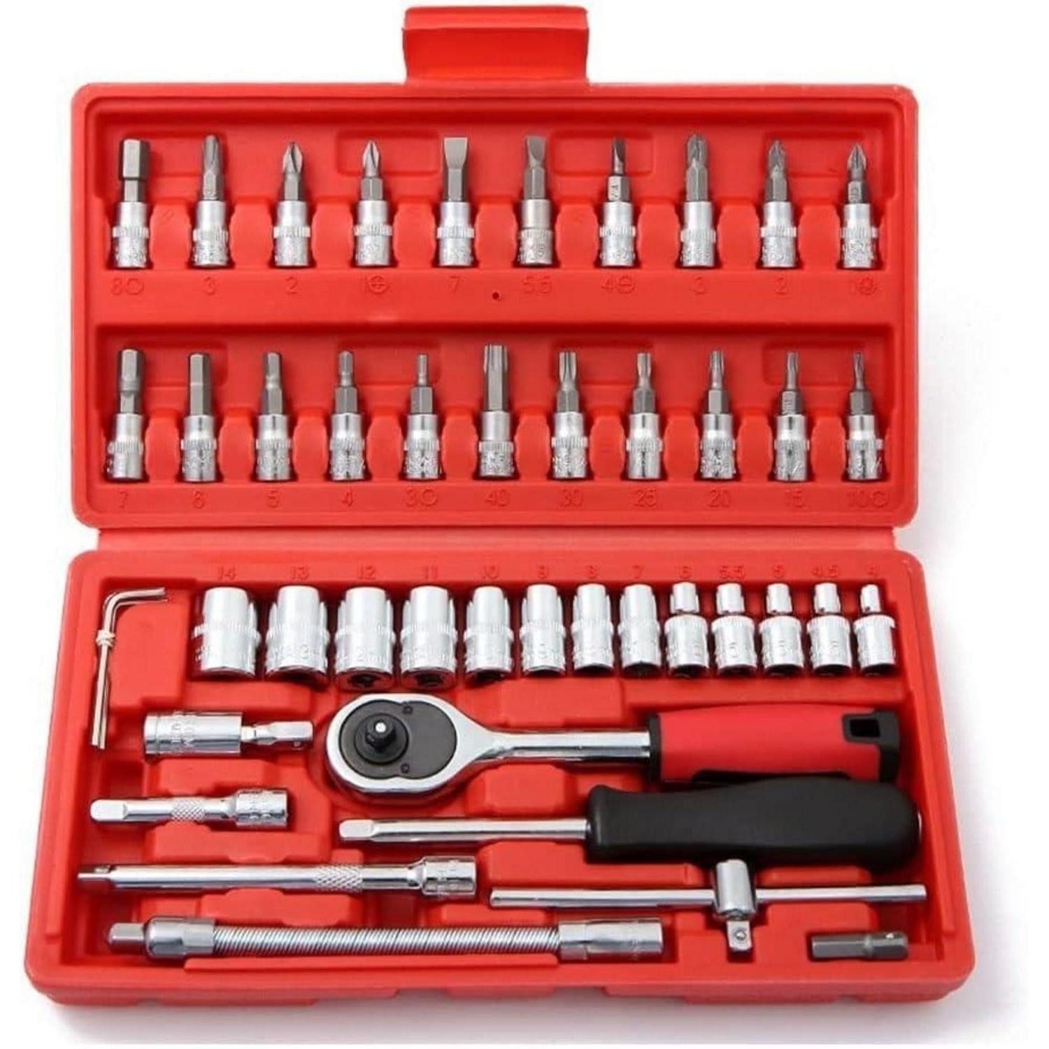 LuxusKollektion Werkzeugset Ratschen-Stecknuss-Set 46tlg. 1/4" mit Bits