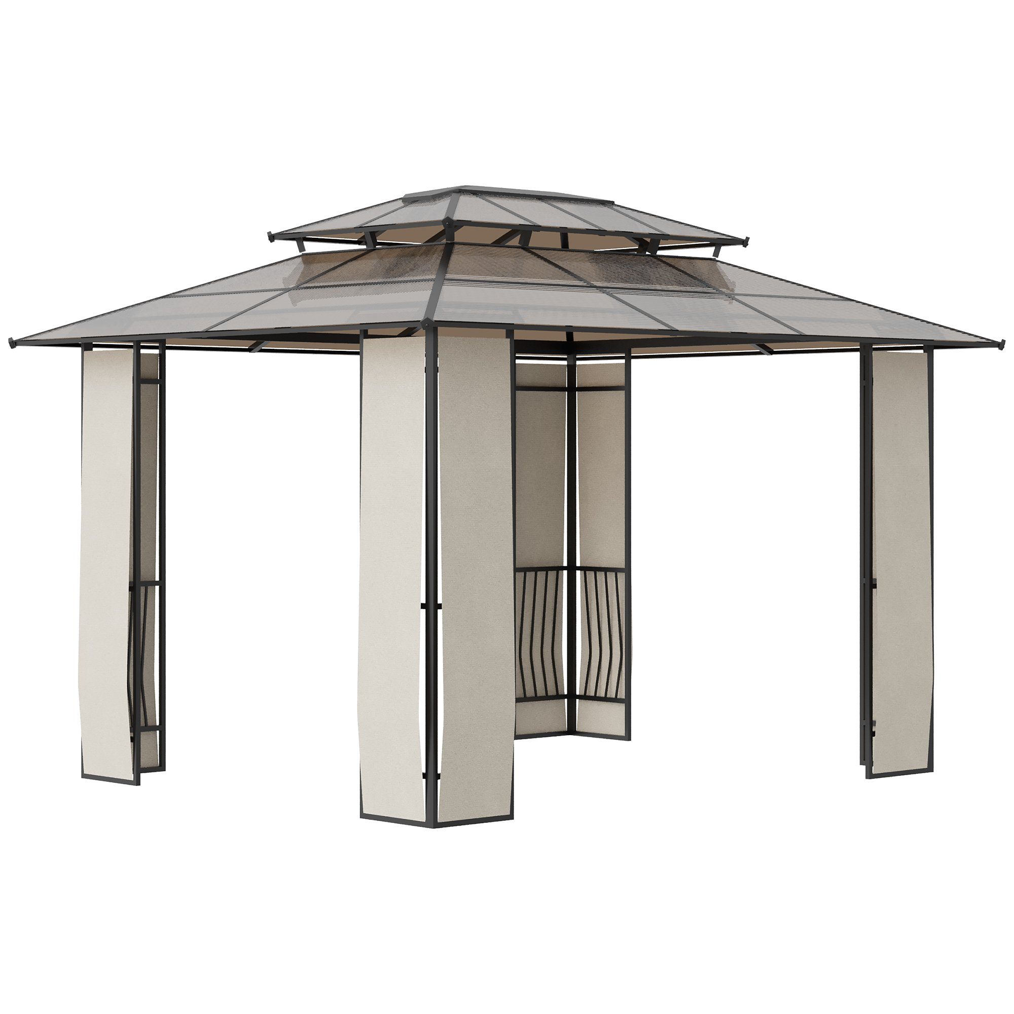 Outsunny Pavillon Pavillon, Zweistufiges Dach für gute Luftzirkulation
