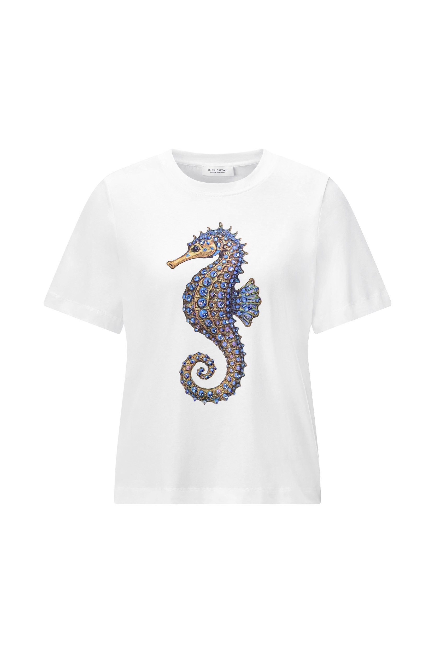 RICHROYAL T-Shirt Elegant Fit T-Shirt Seahorse, white