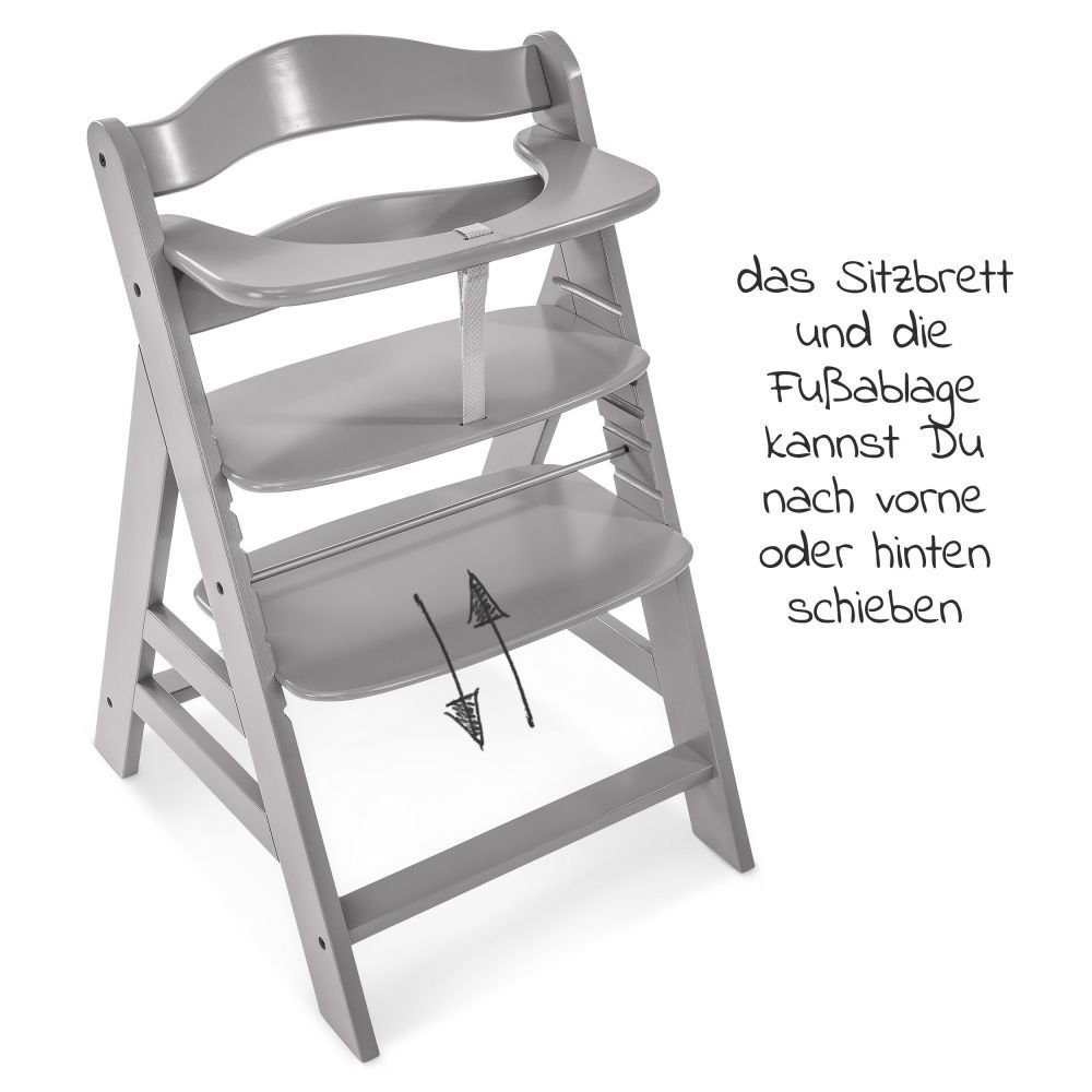 Grey mit Plus Hochstuhl Sitzauflage (Set), Hauck Kinderhochstuhl Holz Mitwachsender Alpha höhenverstellbar