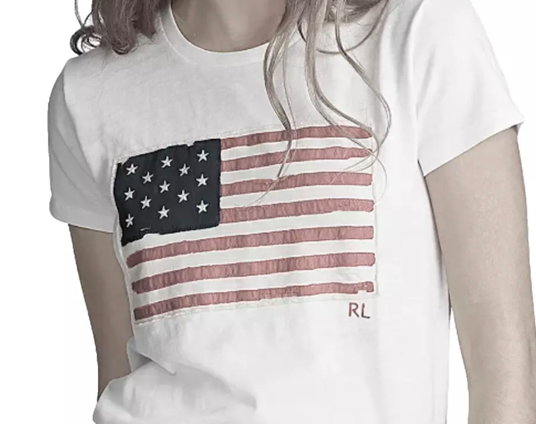 Polo Ralph Lauren T-Shirt Retro USA Flagge mit spezielles Used-Wash-Verfahren