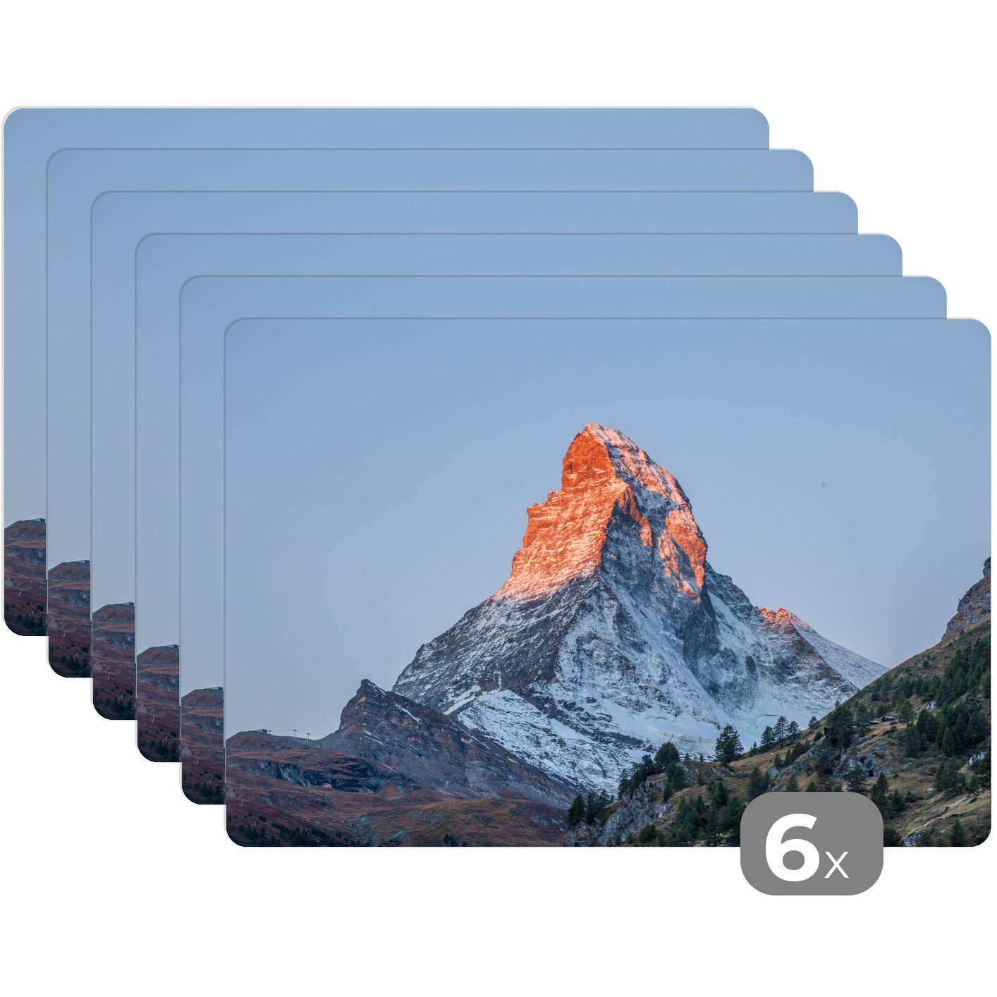 Matterhorn (6-St), Platzset, MuchoWow, Platzset, Platzmatte, Das Schmutzabweisend Schweiz bei Tischmatten, Sonnenaufgang, der in Platzdecken,