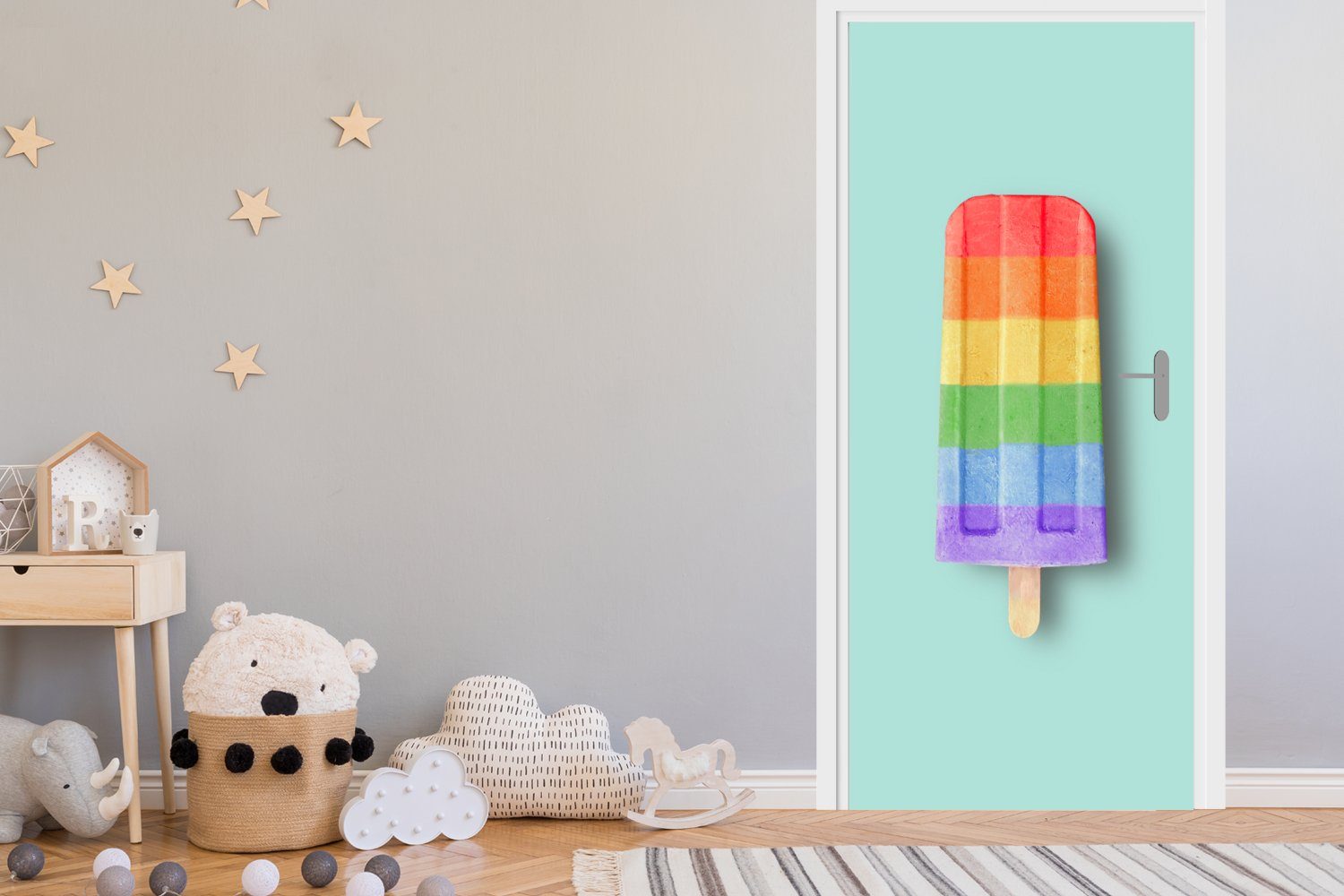 MuchoWow Türtapete Regenbogen-Eiscreme, Fototapete Türaufkleber, bedruckt, 75x205 Matt, St), (1 Tür, für cm