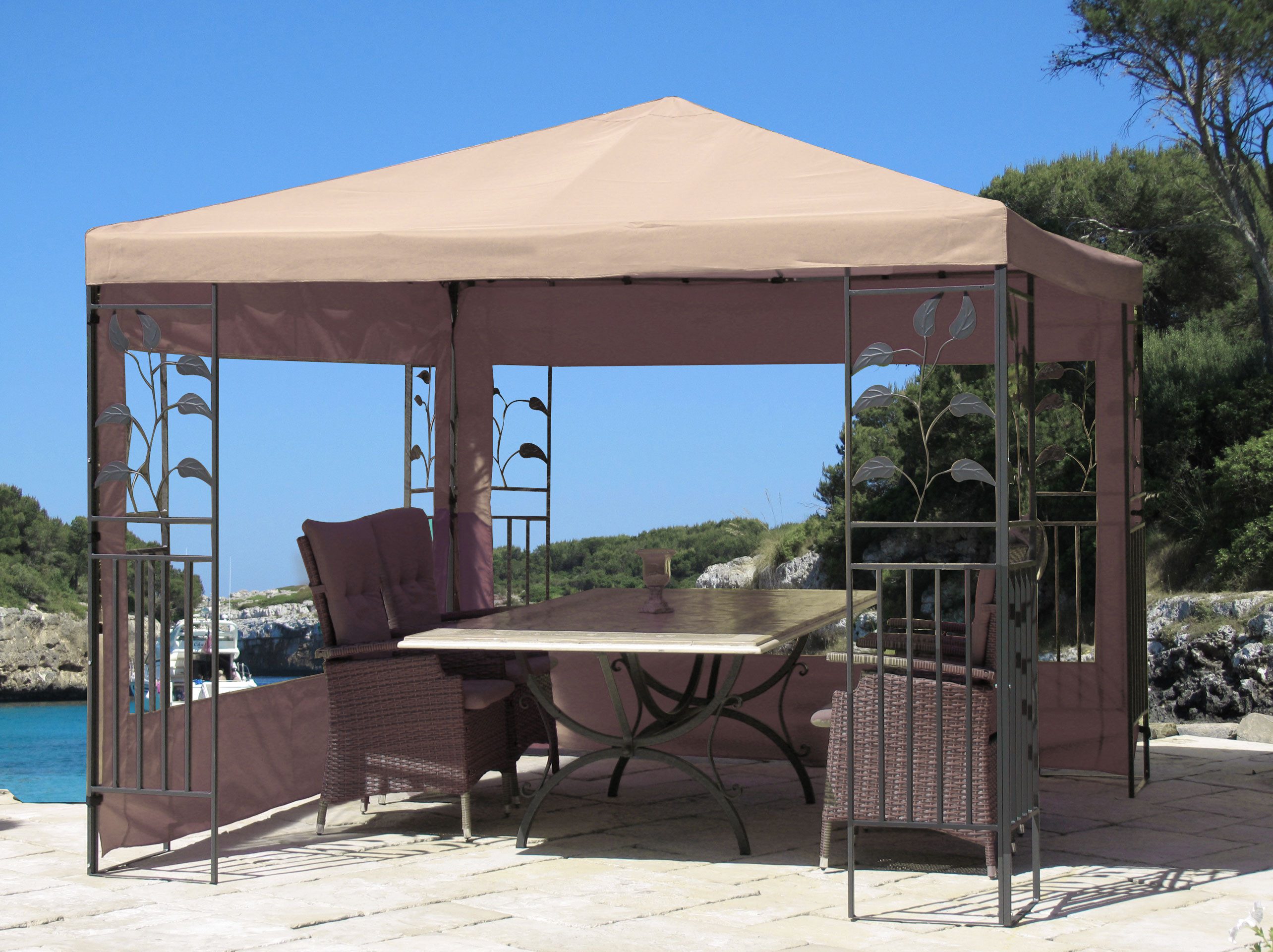 Quick Star Pavillonseitenteil 2 Seitenteile mit PE Fenster zu Blätterpavillon 3x3 Sand