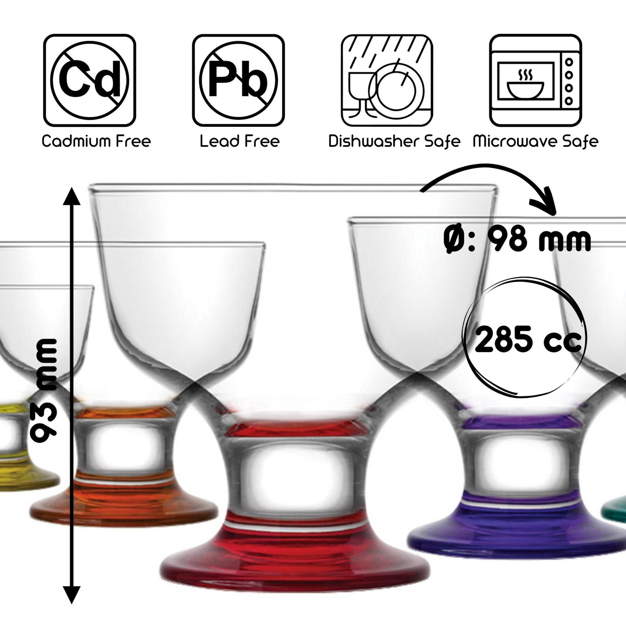 LAV Eisschale LAV Destina Eis- und Dessertschalen - 285 ml (9 3/4 oz), 6er Set, Glas, (Packung, 6-tlg), Elegantes Glasschalen für Desserts und Eis 6er-Set, 285 ml