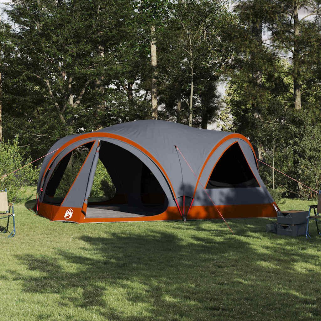Faltzelt Familienzelt 460 x 430 x 214 cm Grau-Orange