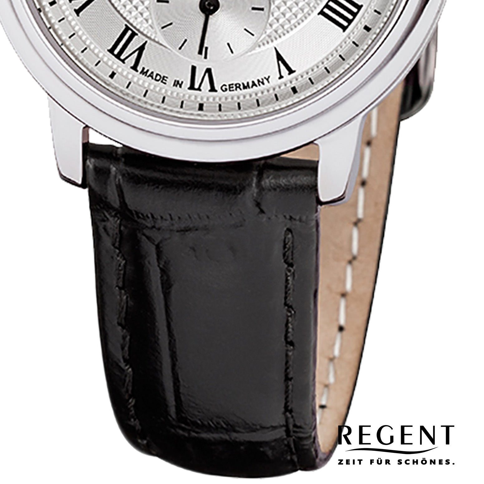 Damen GM-1440 (ca. Lederarmband 28mm), klein Regent Quarz, rund, Leder Damen Regent Armbanduhr Quarzuhr Uhr