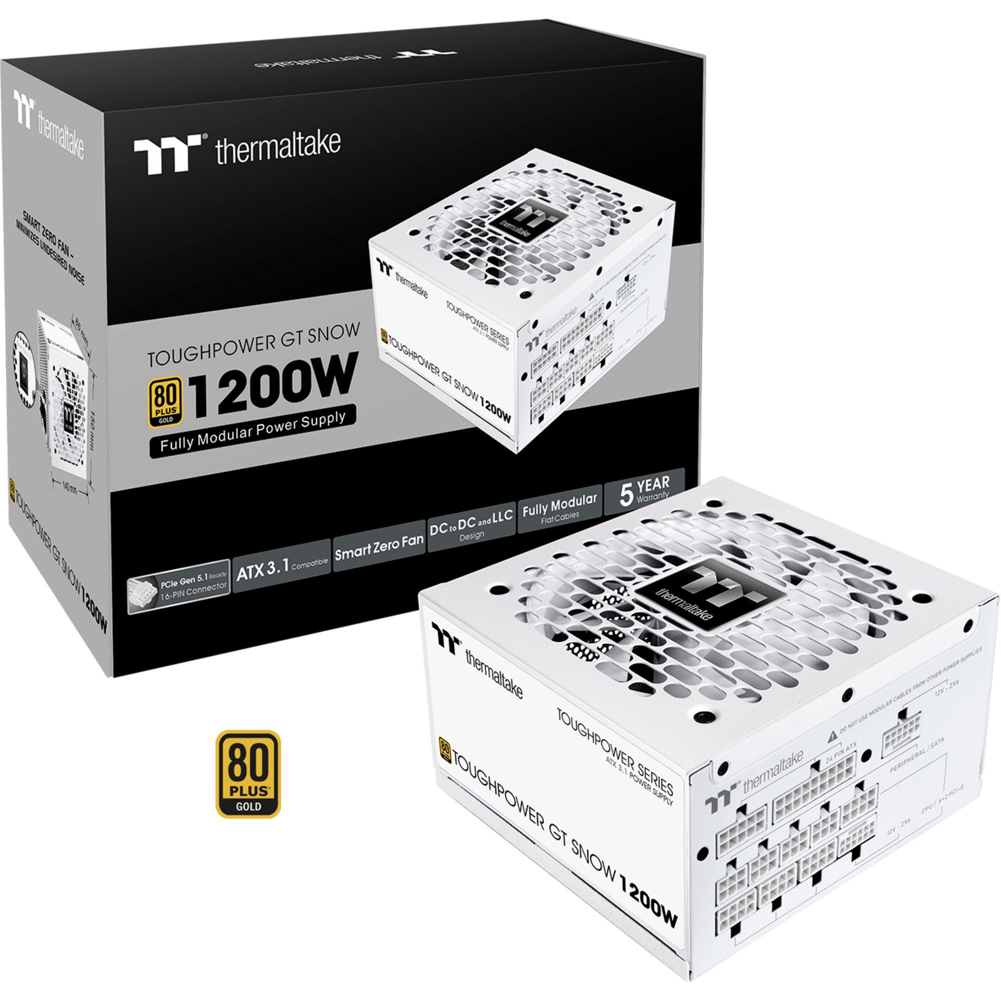 Thermaltake Thermaltake Toughpower GT Snow 1200W, PC-Netzteil, PC-Netzteil (80 PLUS Gold)