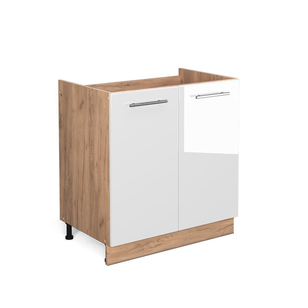Vicco Spülenunterschrank Fame-Line, Weiß Hochglanz/Goldkraft Eiche, günstig online kaufen