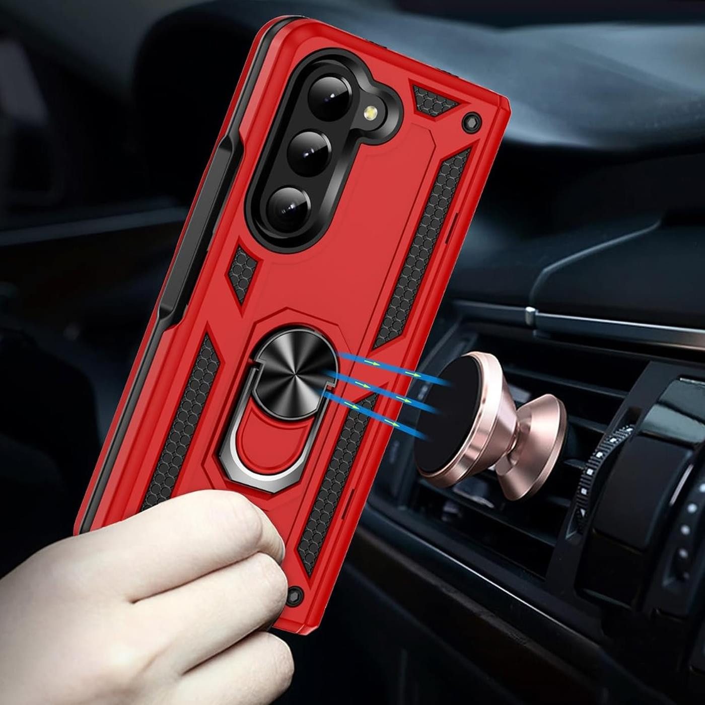 CoolGadget Handyhülle Armor Shield Case für Samsung Galaxy Z Fold 6 7,6 Zoll, Outdoor Cover Magnet Ringhalterung Handy Hülle für Galaxy Z Fold 6 5G – Bild 4 von 5