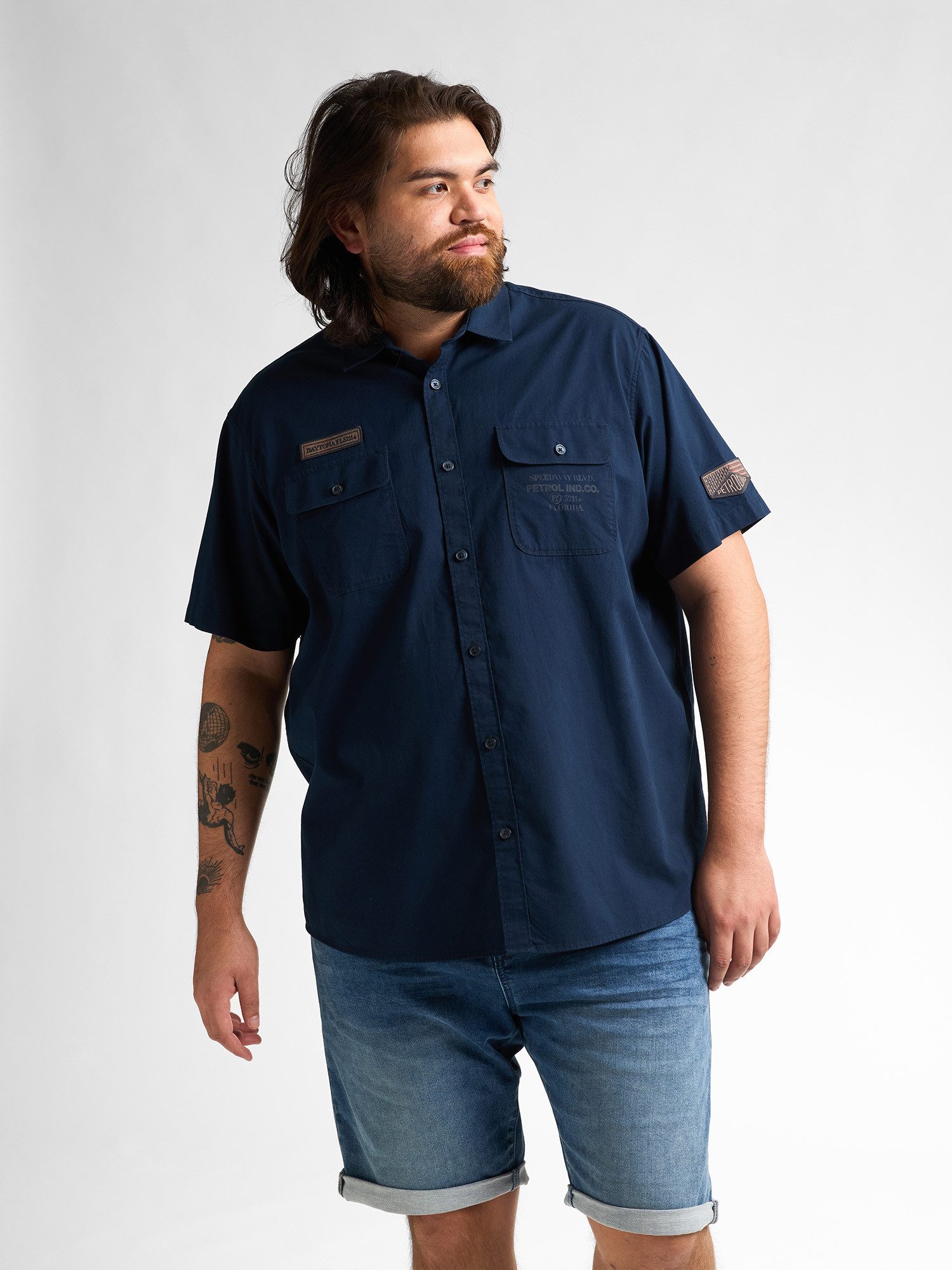 Petrol Industries Kurzarmhemd mit Stickereien günstig online kaufen