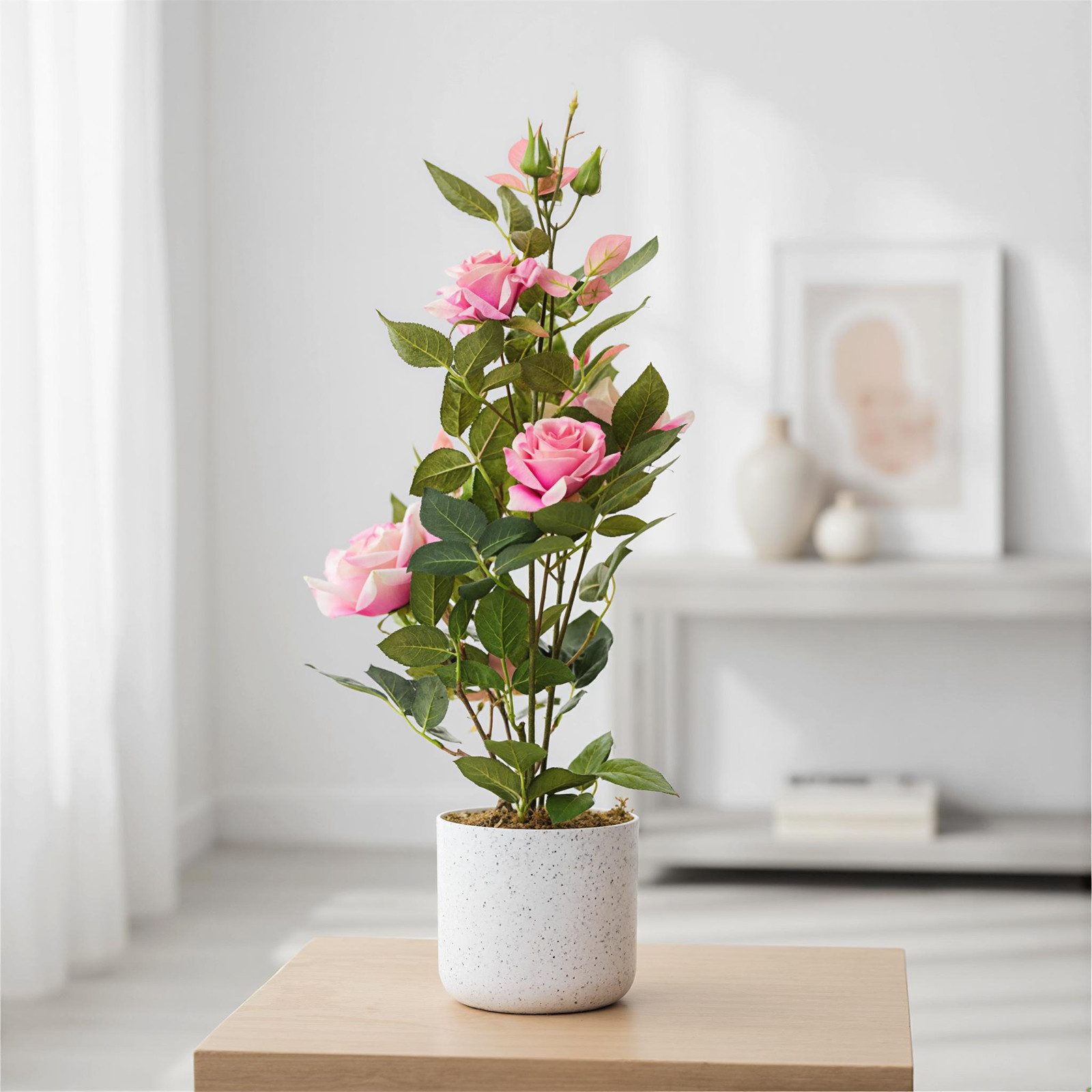 Kunstbaum 50cm 2er-Pack Künstlicher Rosenbaum im Topf, GarveeMore