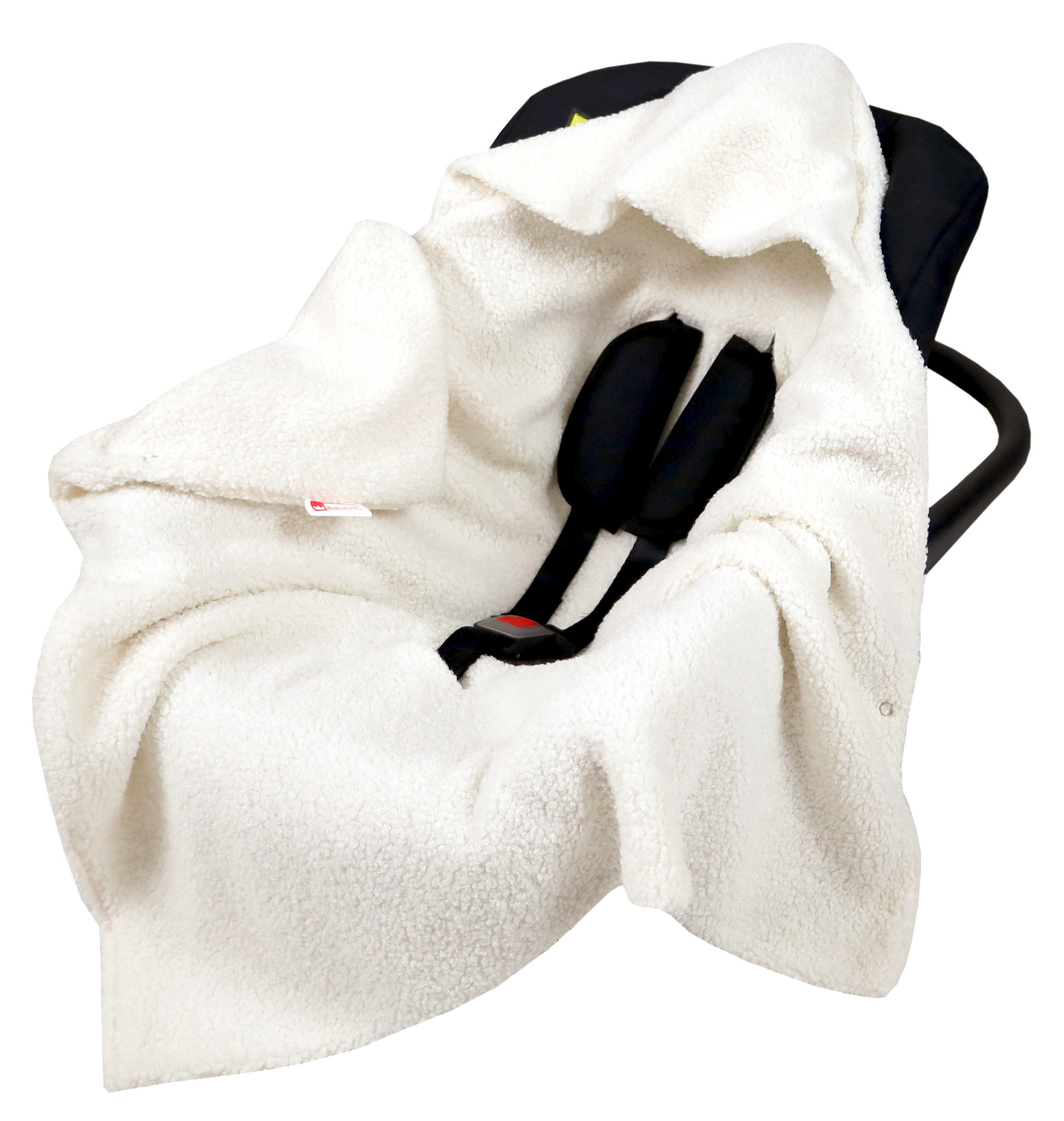 BabyLux Babyschale Warme Einschlagdecke Bouclé 80x80 cm für Autositz Decke 0+, Bouclé - Ecru - 80x80cm