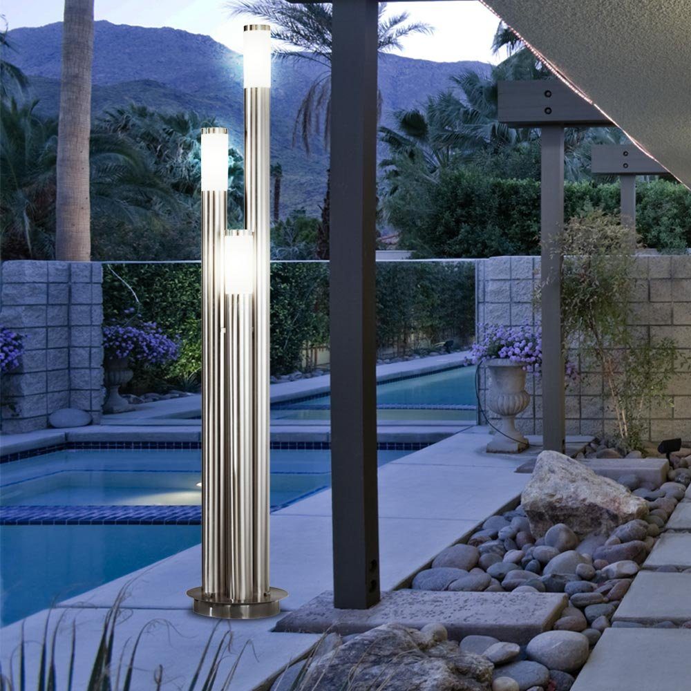 etc-shop LED Stehlampe, Leuchtmittel Außen Gartenleuchte groß, LED Warmweiß, inklusive, Außen Stehleuchte Wegeleuchten Edelstahl