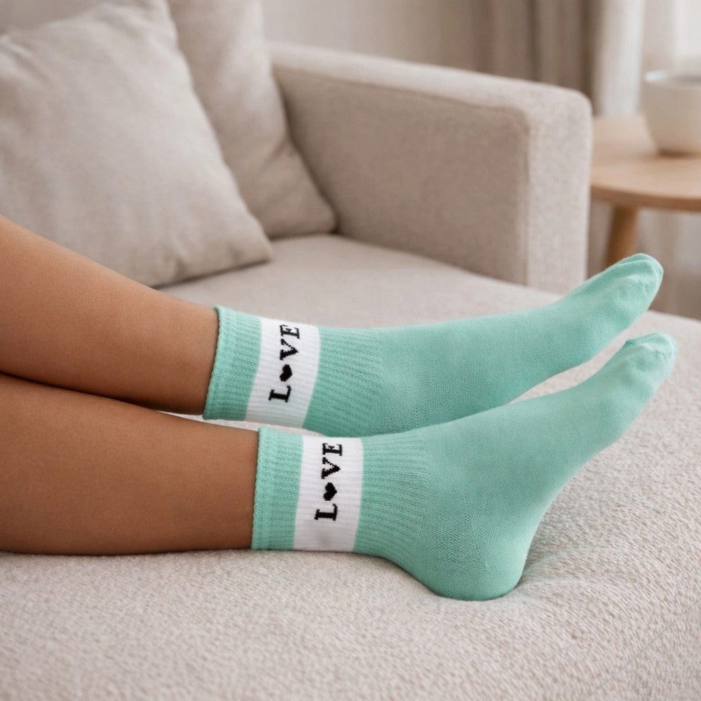 Lycille Langsocken Love Socken Damen Pastell Baumwolle