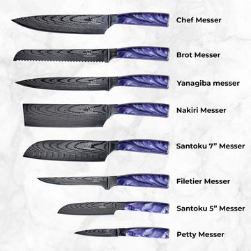 Küchenkompane Messer-Set Asiatisches Messerset Pinku 8-teiliges Küchenmesser Set Premium (8-tlg)