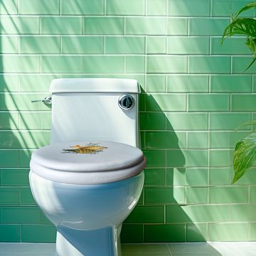 Retoo WC-Sitz WC Sitz Toilettendeckel Gepolstert Soft Weich Weiß Bild Drucken (Set, Toilleten Sitz), Haben Sie kleine Kinder zu Hause, Vielseitigkeit, Warme Sitzfläche