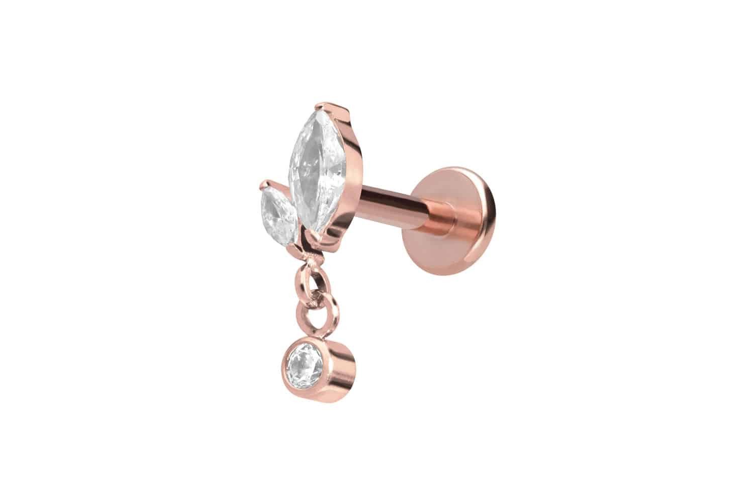 PIERCINGLINE Piercing-Set Titan Labret mit Innengewinde KNOSPE + KRISTALL ( günstig online kaufen
