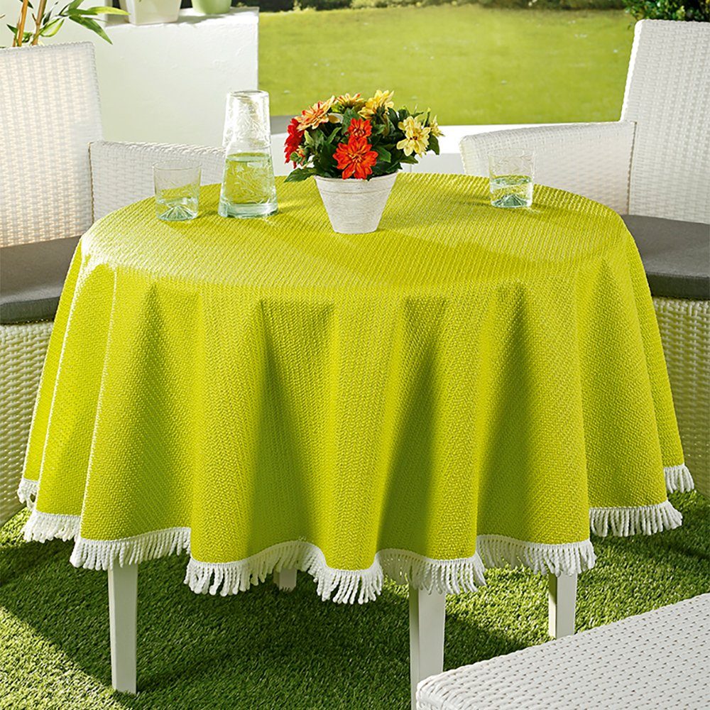 Runde Outdoor-Tischdecke Mit Schirmloch – Wasserdicht, Elastischer Rand, Für Tische 91,4–111,8 Cm | Ideal Für Terrasse, Garten & Picknick