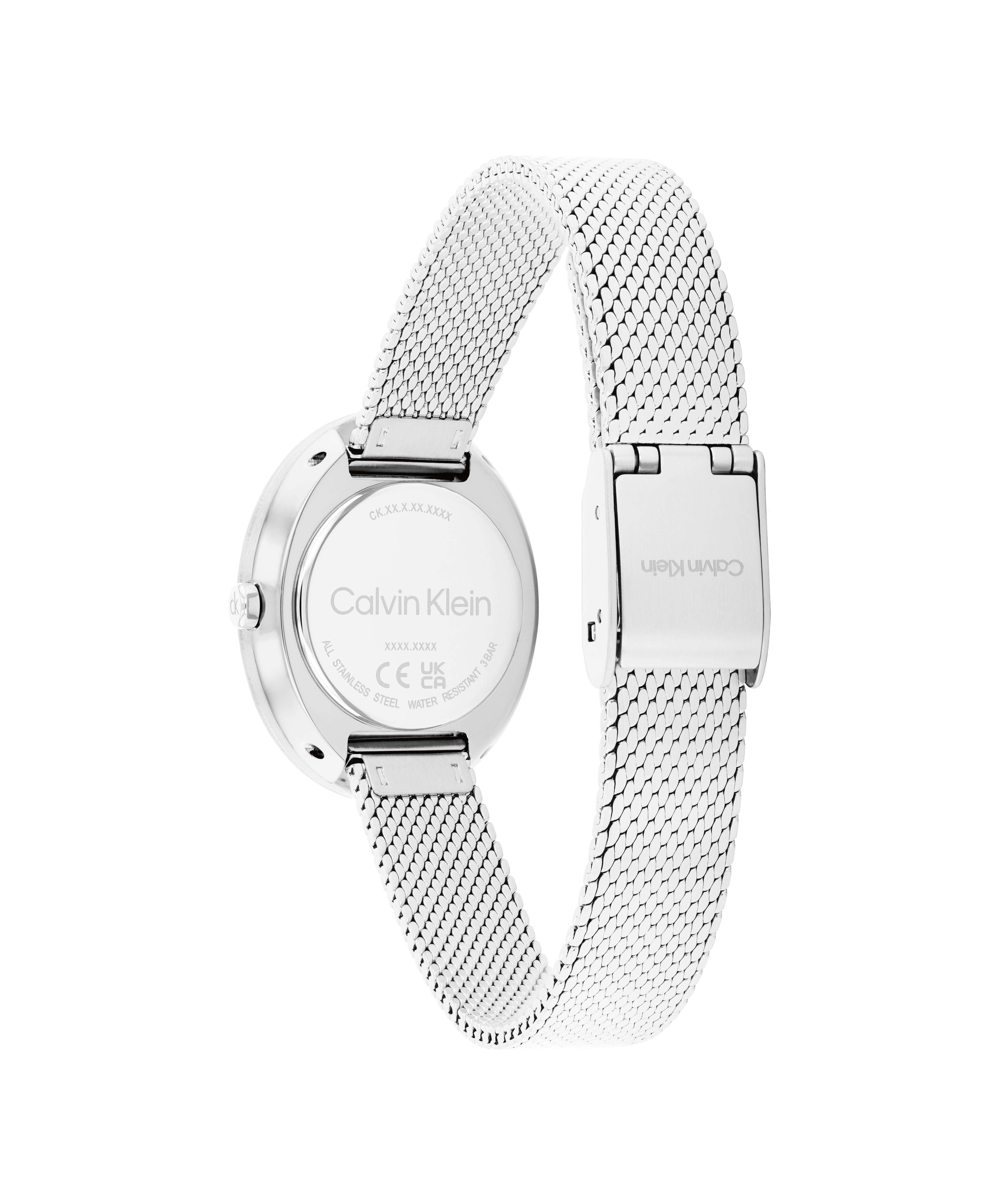 Calvin Klein Quarzuhr TWISTED BEZEL 25100151, Armbanduhr, Damenuhr, Edelstahlarmband, analog