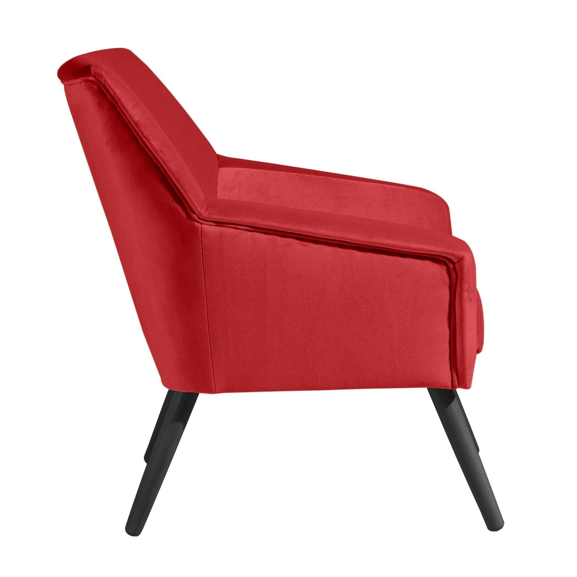 58 aufm Kessel Sessel Sessel rot / hochwertig 21069 (Sparpreis Sitz 1-St), inkl. Kostenlosem Bezug verarbeitet,bequemer Buche Samtvelour schwarz Versand, Kachka
