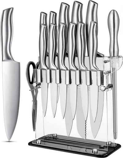 DEIK Universalküchenmesser, Scharfes Messer-Set aus Edelstahl mit Schärfstab & Halter aus Acryl