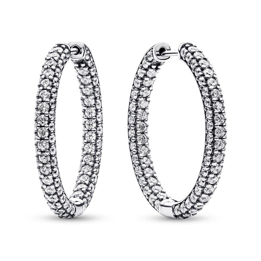 Paar Ohrstecker PANDORA Timeless Pavé Damen Creolen, Sterlingsilber, Zirkonia