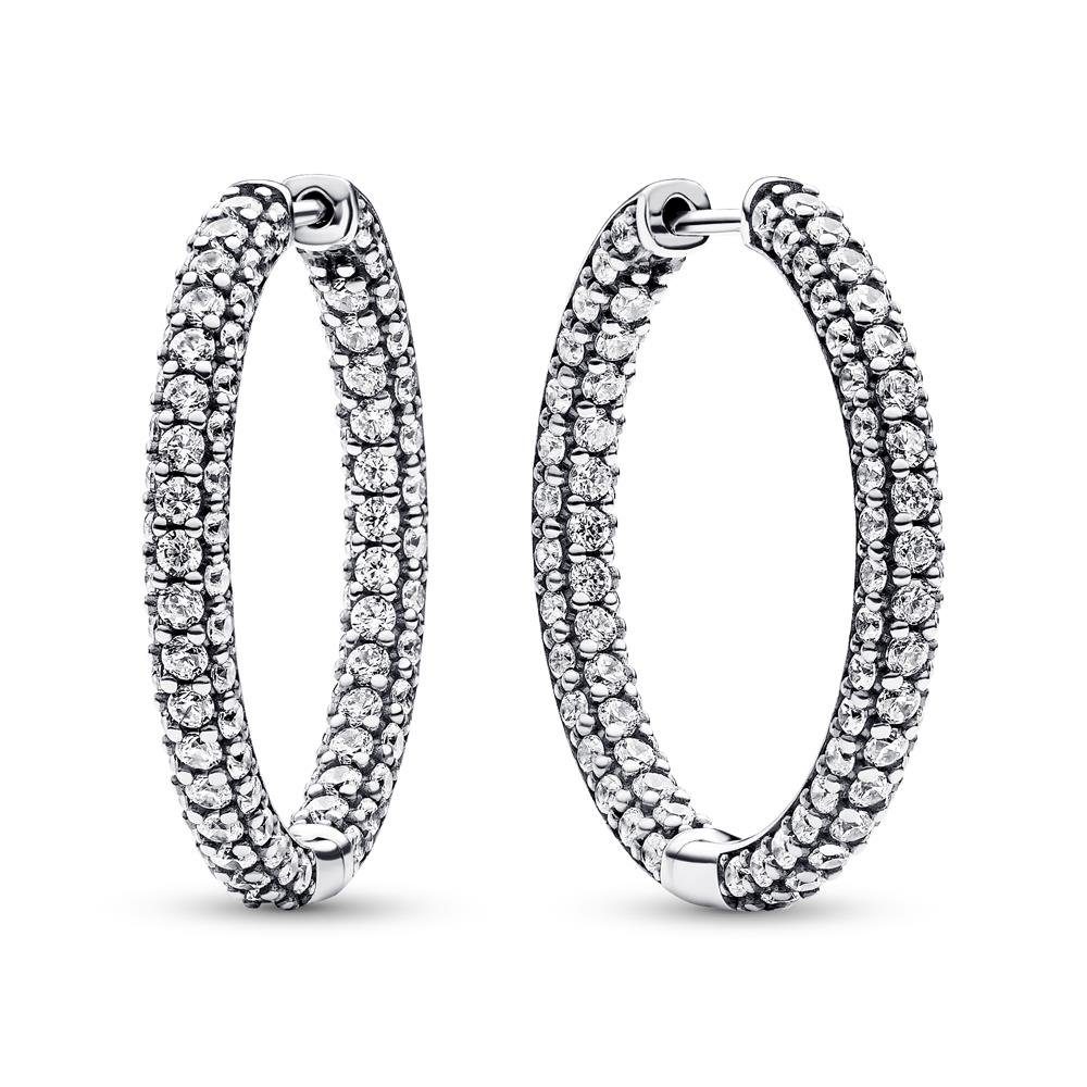 Pandora Paar Ohrstecker PANDORA Timeless Pavé Damen Creolen, Sterlingsilber, Zirkonia