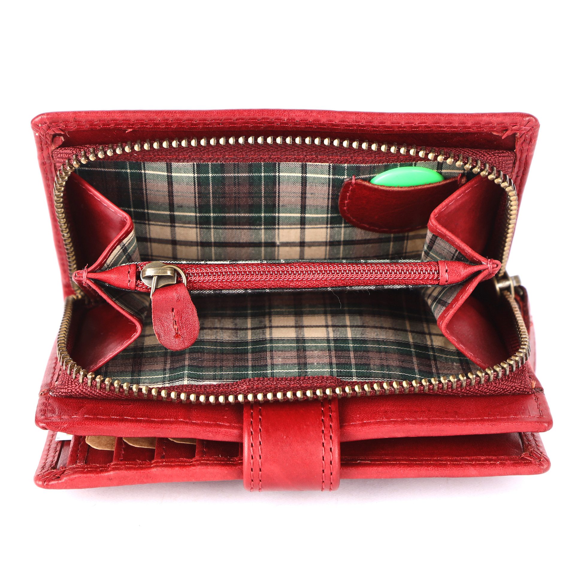 Benthill Geldbörse Damen Echt Leder RFID Portemonnaie Vintage Mittelgroß Portmonee, RFID-Schutz Kartenfächer Münzfach Reißverschlussfach