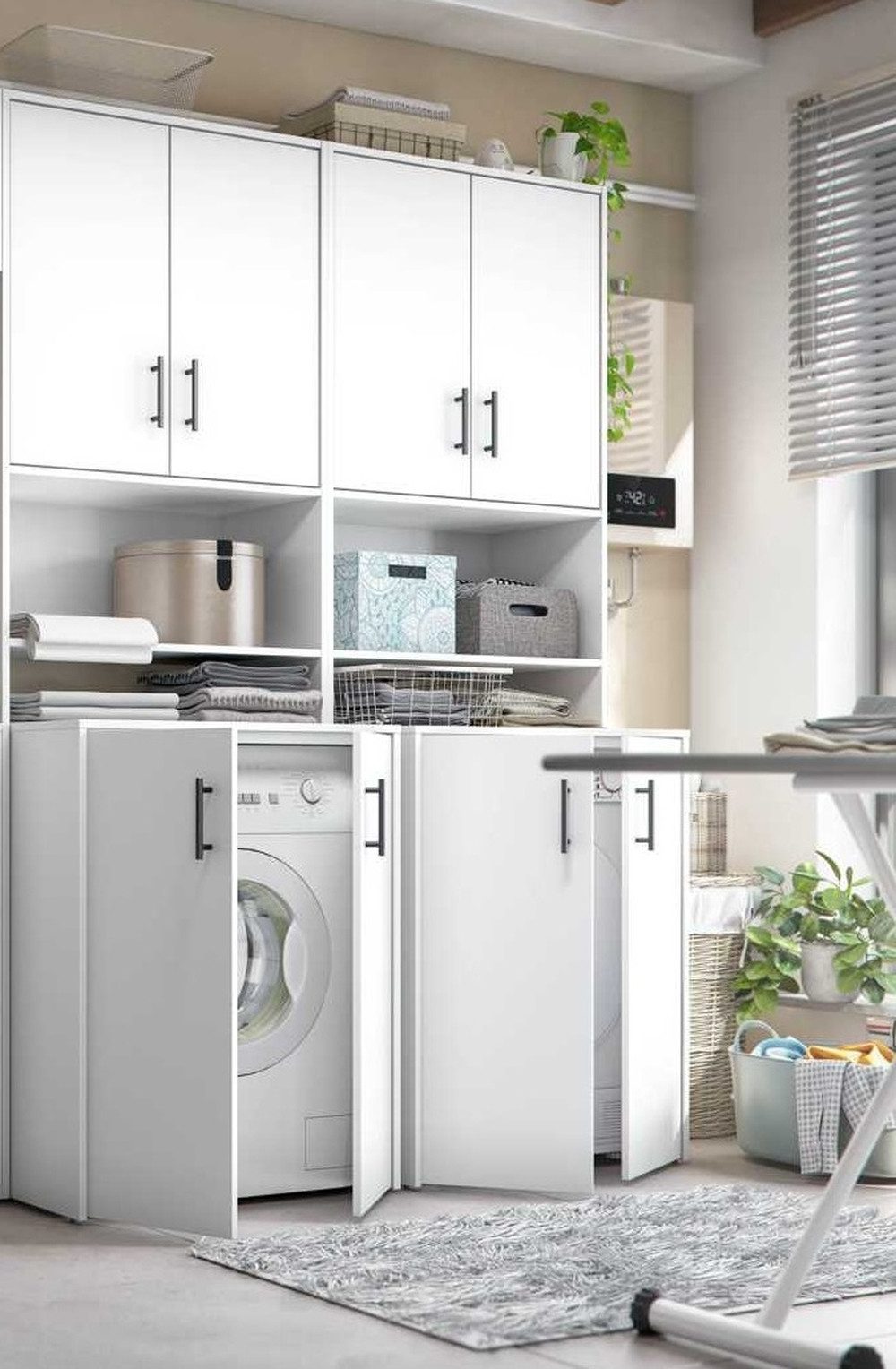 freiraum Waschmaschinenumbauschrank Laundry (4er-Set) (4er-Set) in Weiß - 146x206x67 (BxHxT)