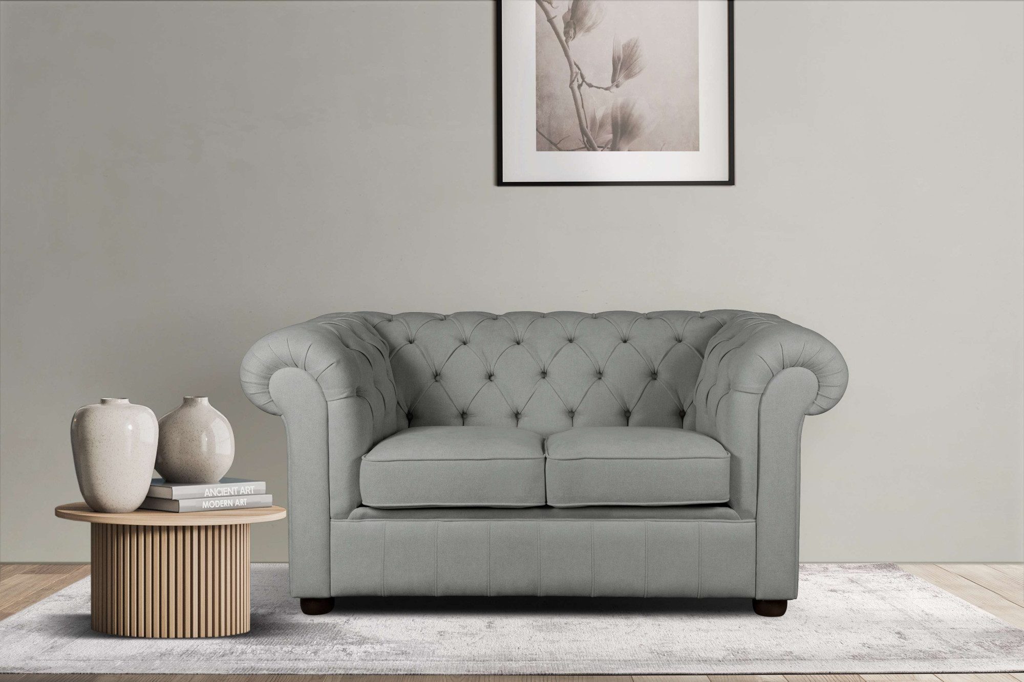 Home affaire 2-Sitzer CHARENTE, Chesterfield-Sofa, Wellenfederung, Maße: B/T/H: 147/89/74 cm, mit edler Knopfheftung und typischen Armlehnen