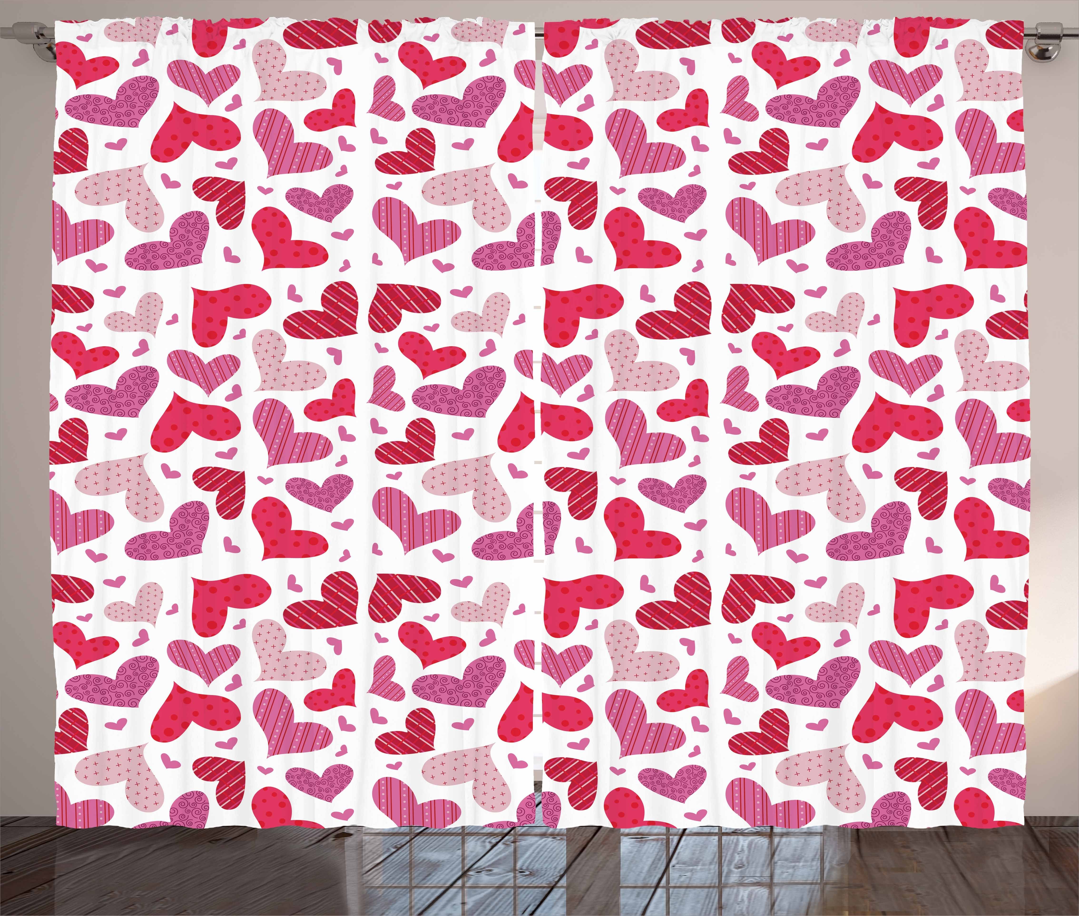 Gardine Schlafzimmer Kräuselband Vorhang mit Schlaufen und Haken, Abakuhaus, Valentines Zuneigung