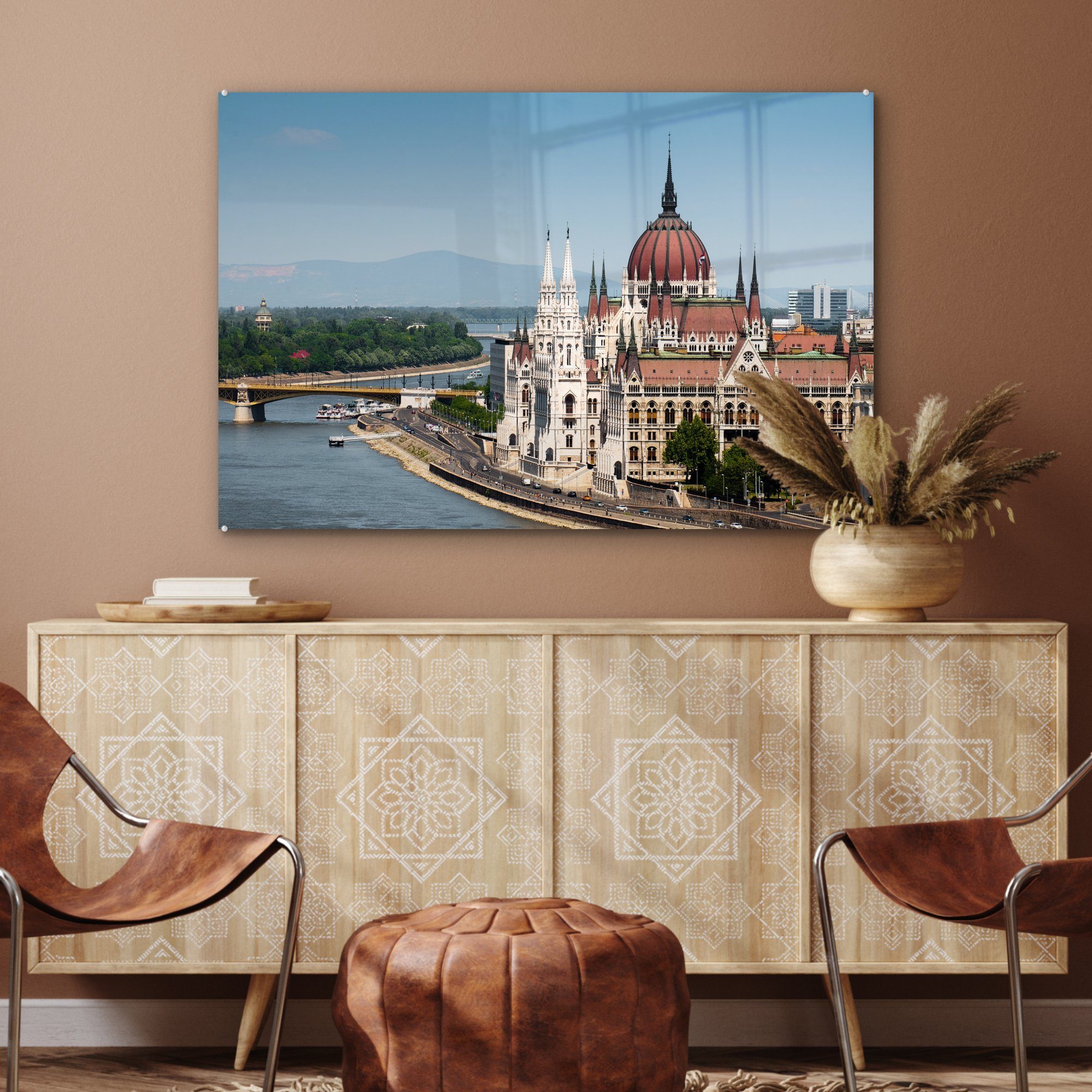 (1 in St), Das MuchoWow Acrylglasbild Europa, Schlafzimmer Parlamentsgebäude Acrylglasbilder Wohnzimmer ungarische &