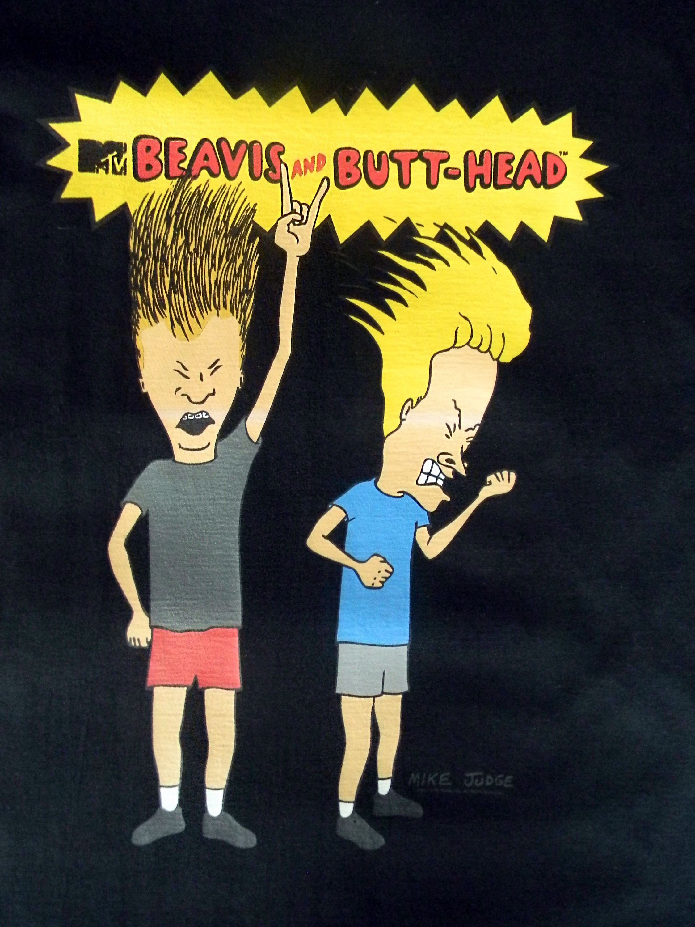 T-Shirt (Stück, T-Shirt BUTT-HEAD mit Stück) Schwarz 'Angry' BEAVIS 1-tlg., and Frontprint
