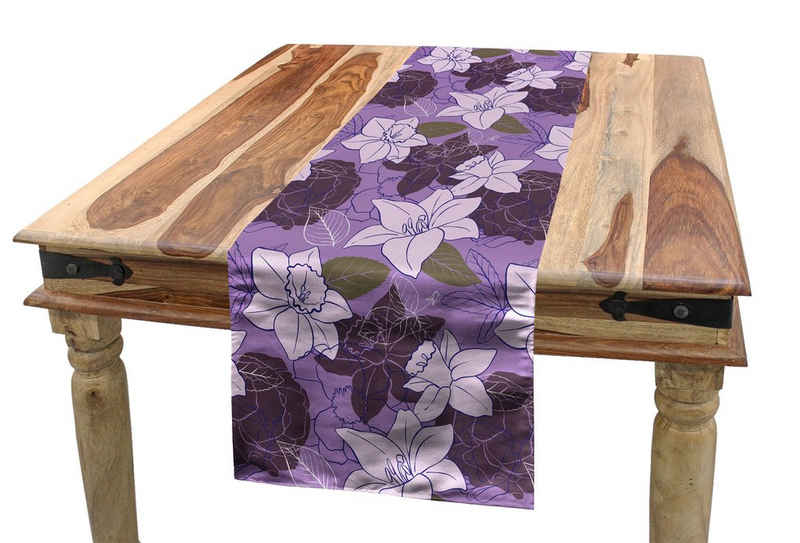 Abakuhaus Tischläufer Esszimmer Küche Rechteckiger Dekorativer Tischläufer, Englisch Kunst Blumenblütenblätter Botanical