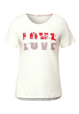 Cecil T-Shirt Cecil T-Shirt mit Wordingprint in Vanilla White (1-tlg) Locker geschnitten