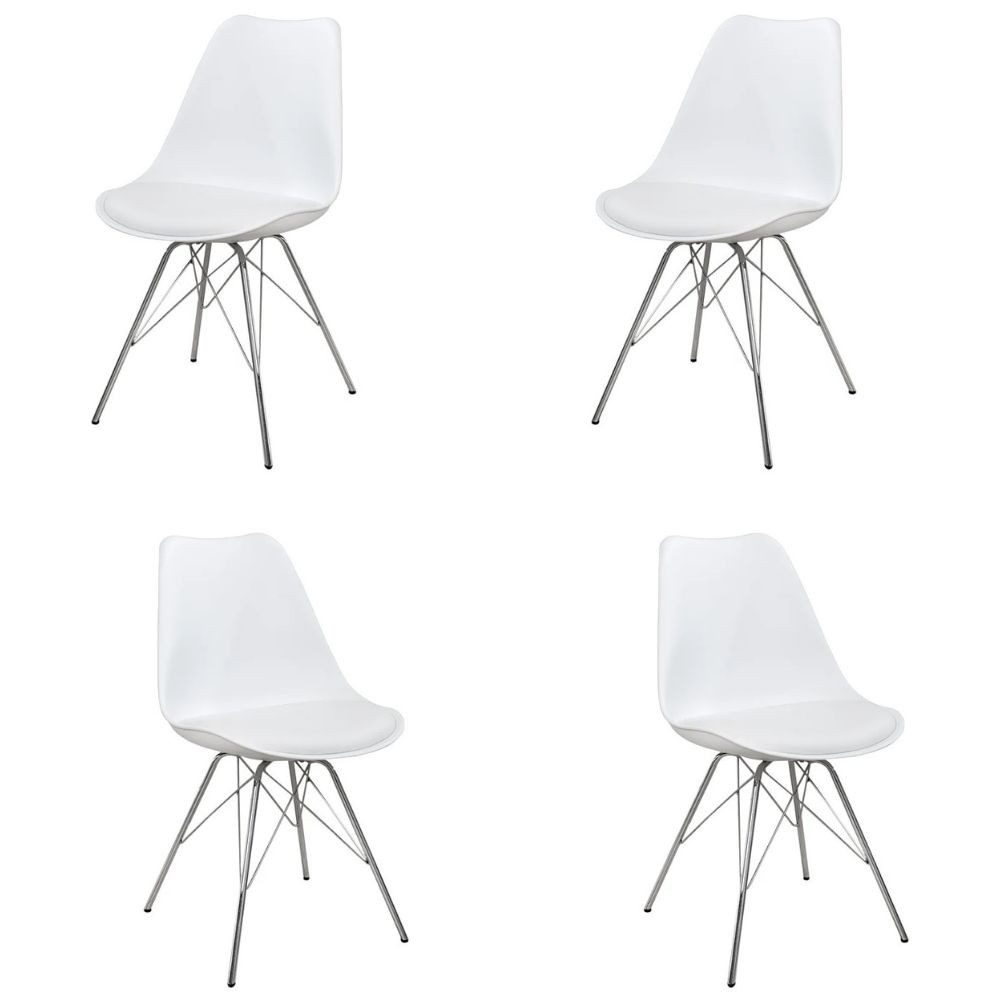 Stuhl 4er Set Design-Klassiker Stuhl NORWAY weiss-silber