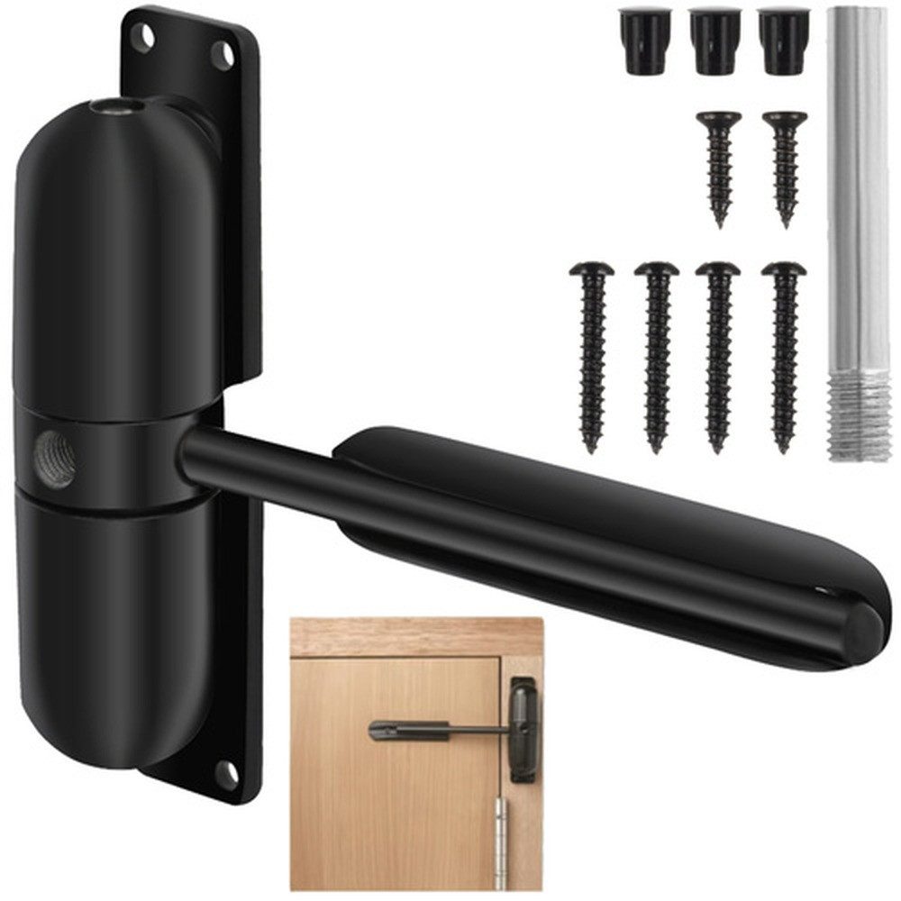 MALATEC Türschließer Tür- und Torschließer, Schwarzmatt, mit Gestänge, (Spar-Set, einfache Montage), Für rechte und linke Türen geeignet, Montage überall