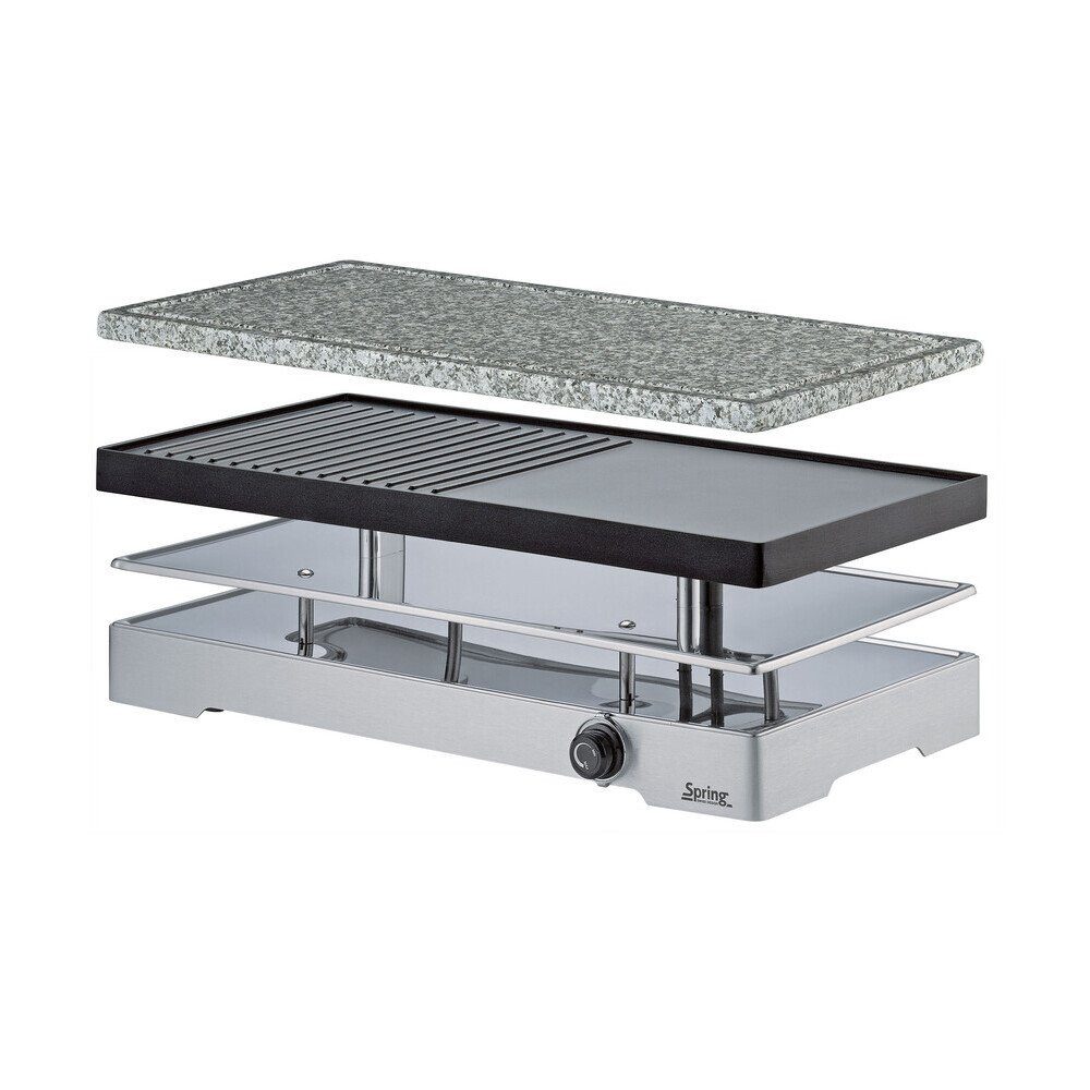 Spring Raclette Raclette für 8 43x22x15 cm Classic Duo edelstahl, Edelstahl mit Aluminiumkern, nicht spülmaschinengeeignet, Induktion