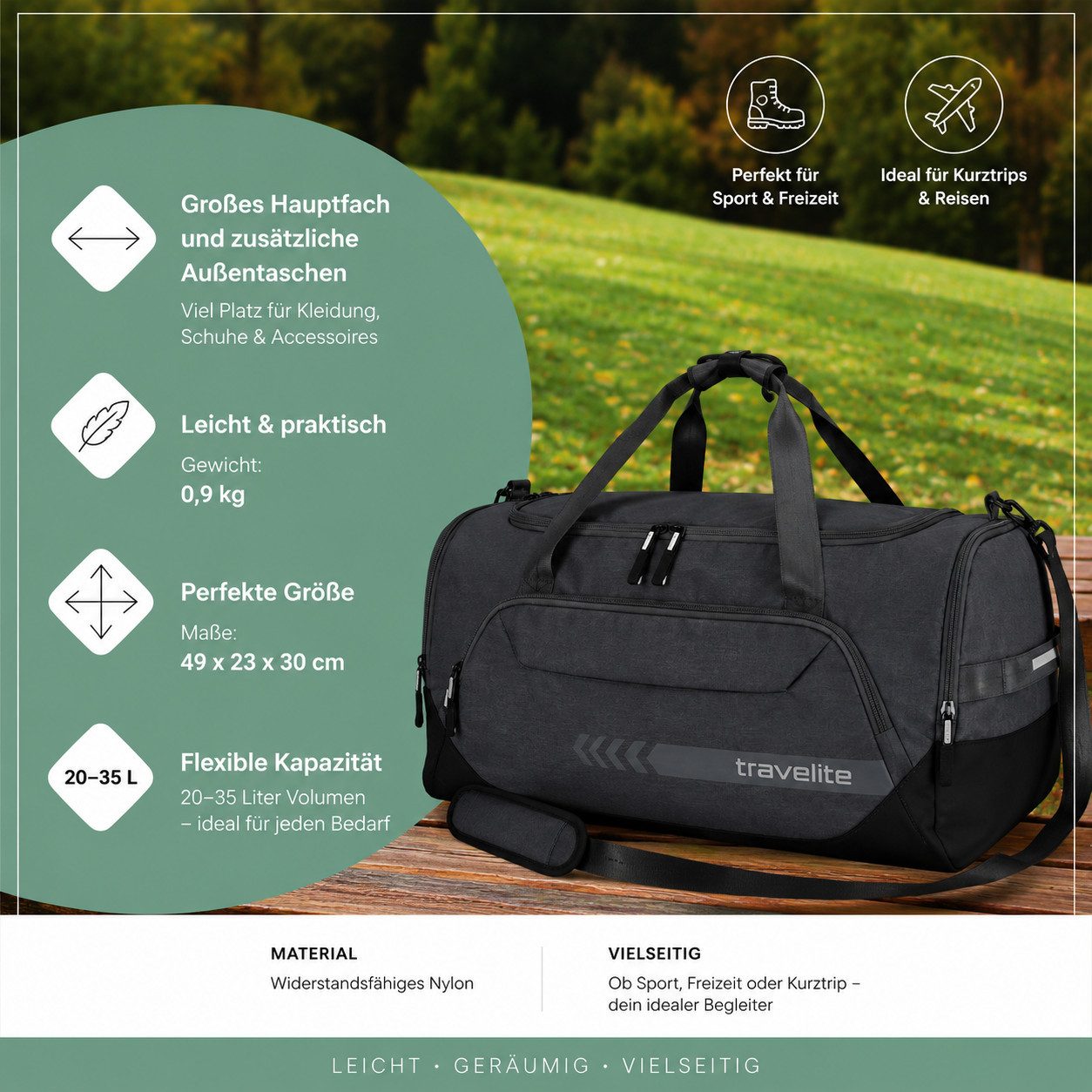 ibettertec Sporttasche & Reisetasche für Damen und Herren klein I Trainingstasche (mit Schuhfach und Nassfach I, ideal als Reisetasche Handgepäck, Gym Bag), Fitness Tasche, Trainings Tasche, Sport Bag