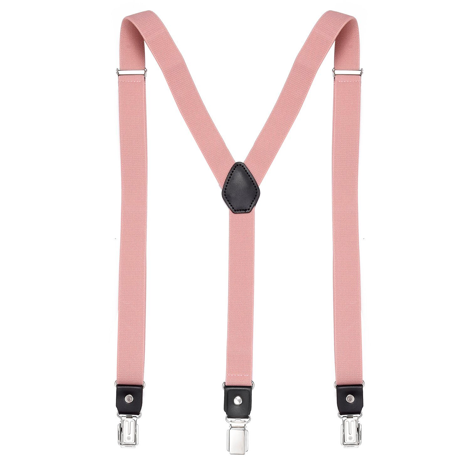 Rosa Y-Form DonDon Hosenträger in 3 schmal Y-Form, schmal 2,5 2.5 cm elastisch, cm Clipverschluß, verstellbar (1-St) elastisch Hosenträger Herren DonDon® mit Clips