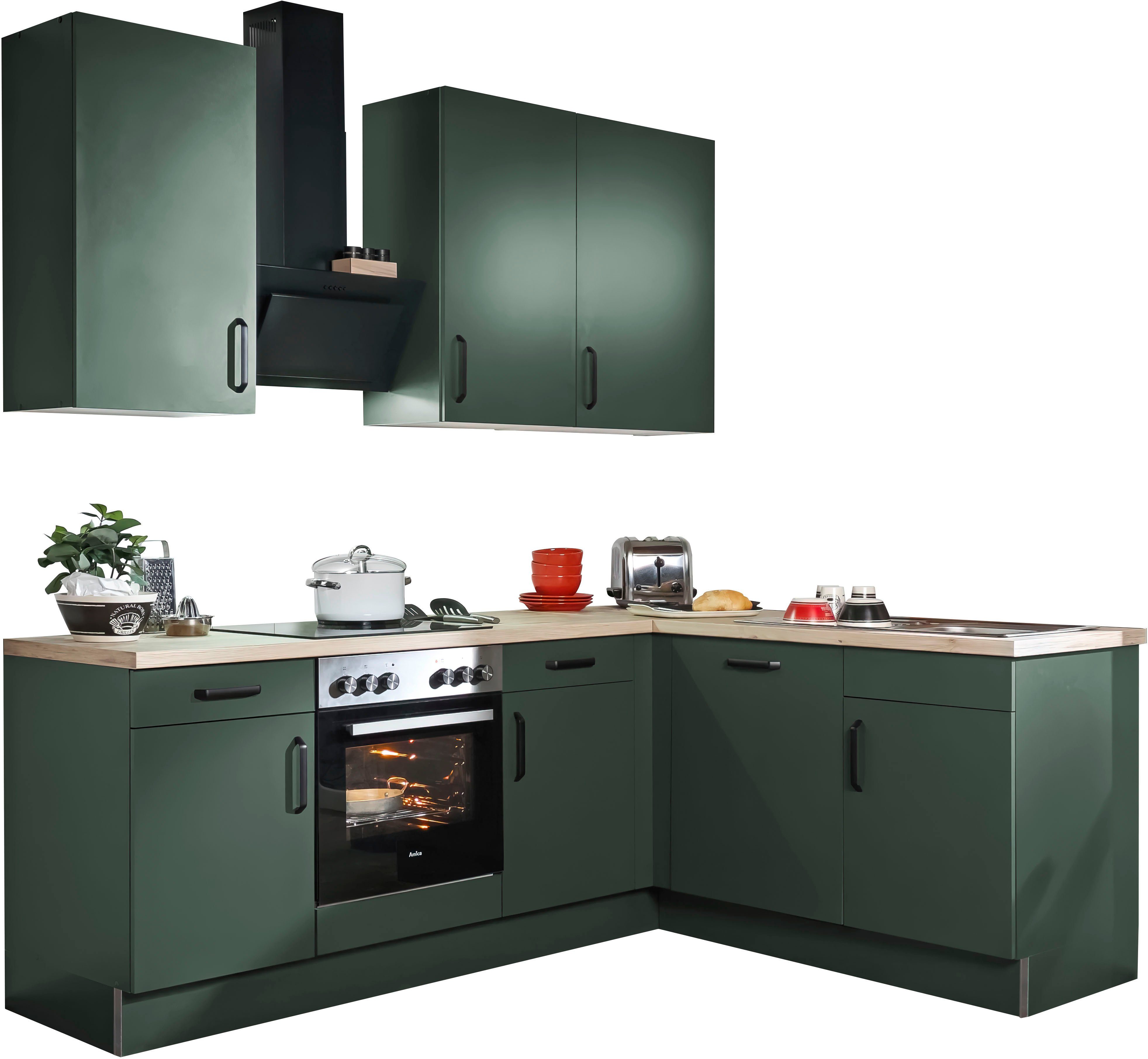 wiho Küchen Winkelküche "Simi", mit verstellbaren Füßen, wahlweise mit E-Ge günstig online kaufen