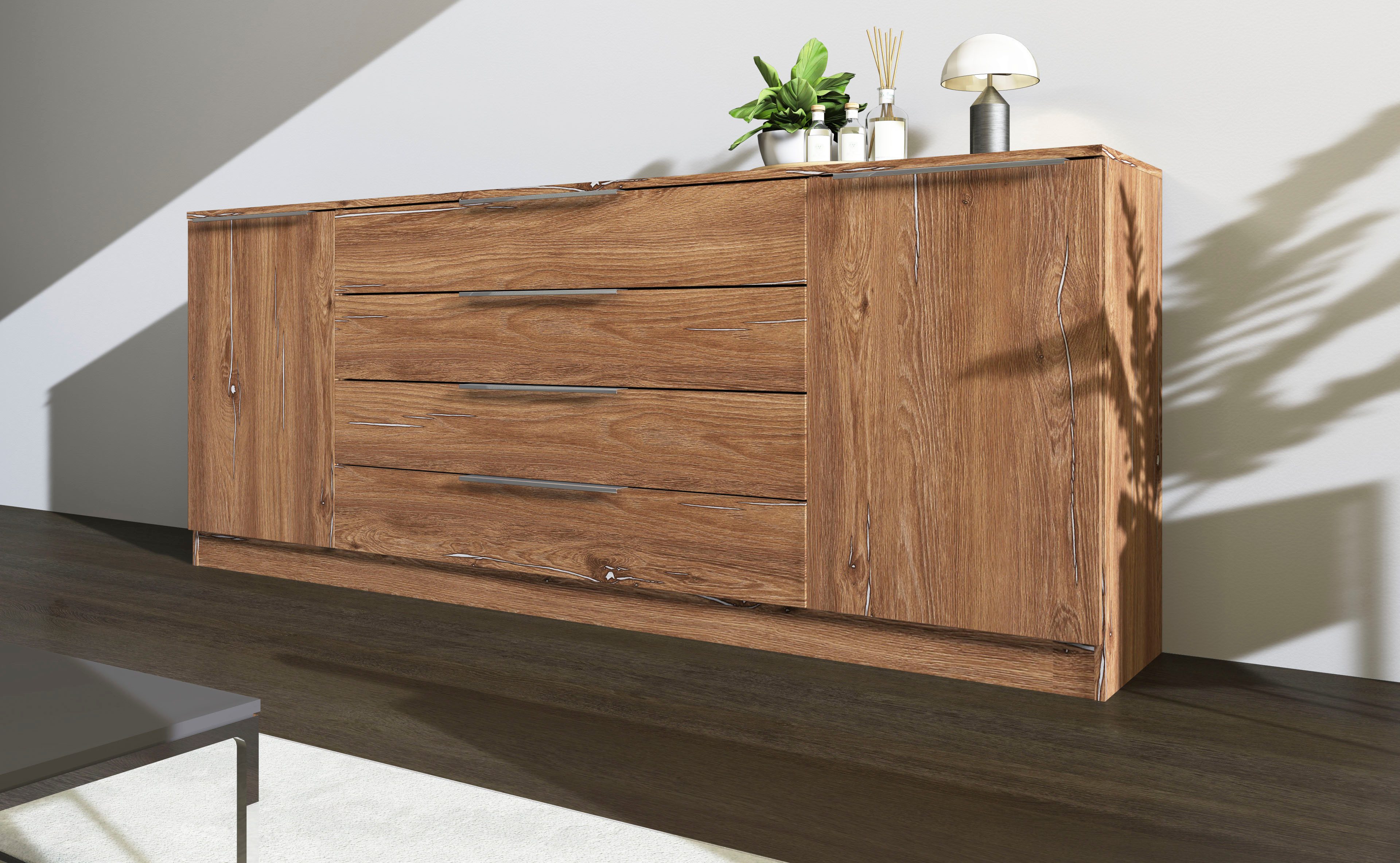 borchardt Möbel Kommode Oliva, Breite 200 cm, mit 4 Schubkästen