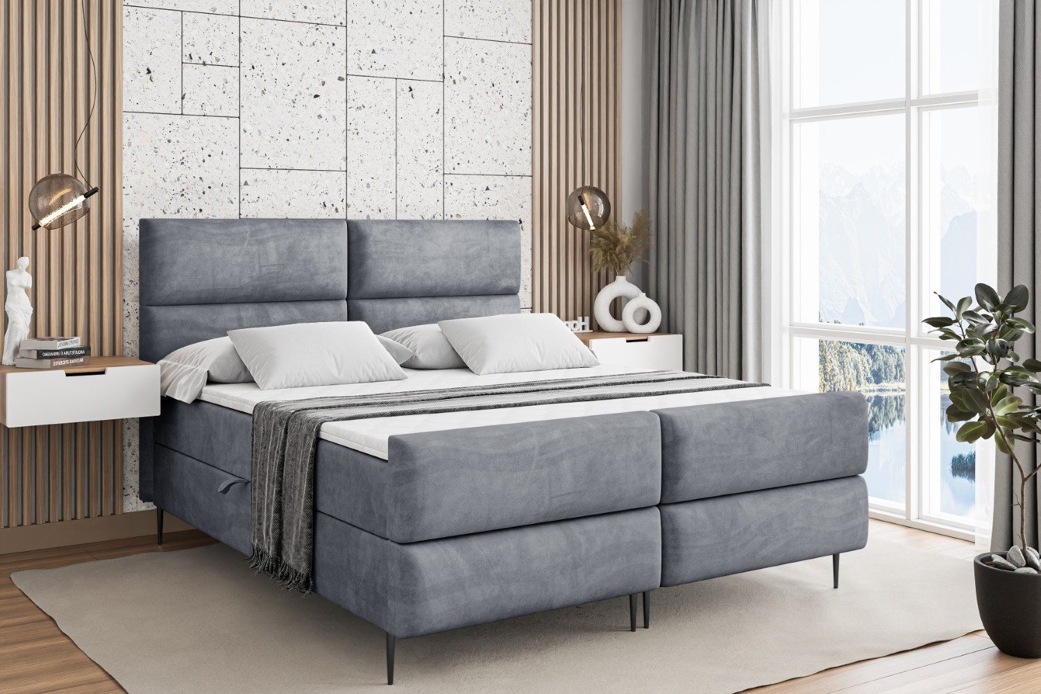 ALTDECOR Boxbett BOXI3-F-Z (Multipocket-Matratze H4, H3 Matratze Bonellfederung, Topper, Kopfteil)