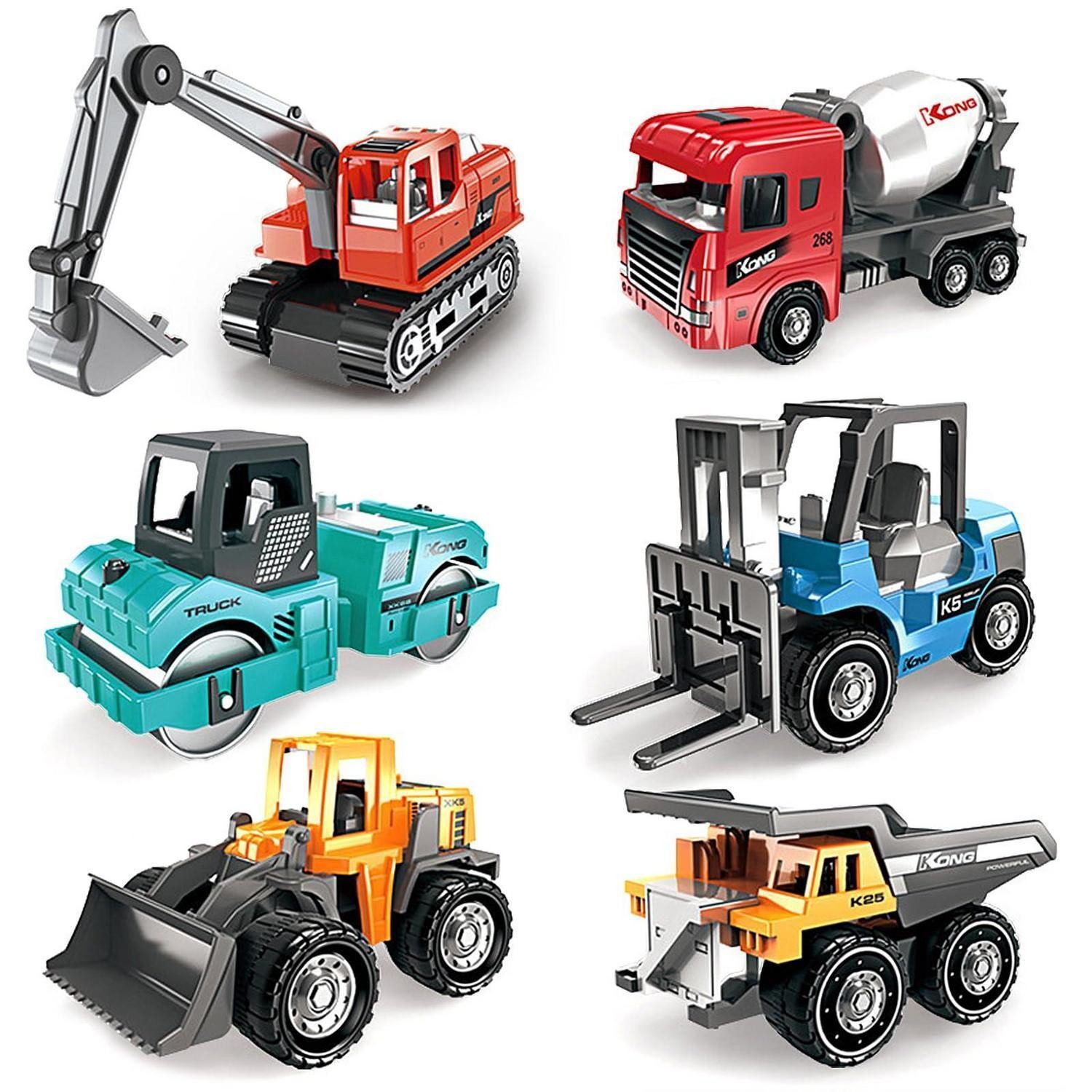 LuxusKollektion Spielzeug-Baumaschine Baustellenfahrzeuge 6er Set Mini Autos ab 3 Jahre
