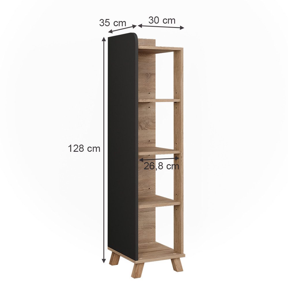 Vicco Midischrank Karen, Sonoma/Anthrazit, 30 x 128 cm mit 4 Fächern günstig online kaufen