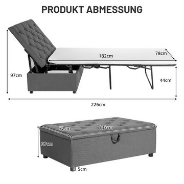 COSTWAY Schlafsofa, mit Bettfunktion, Gästebett klappbar 182x78cm, Matratze