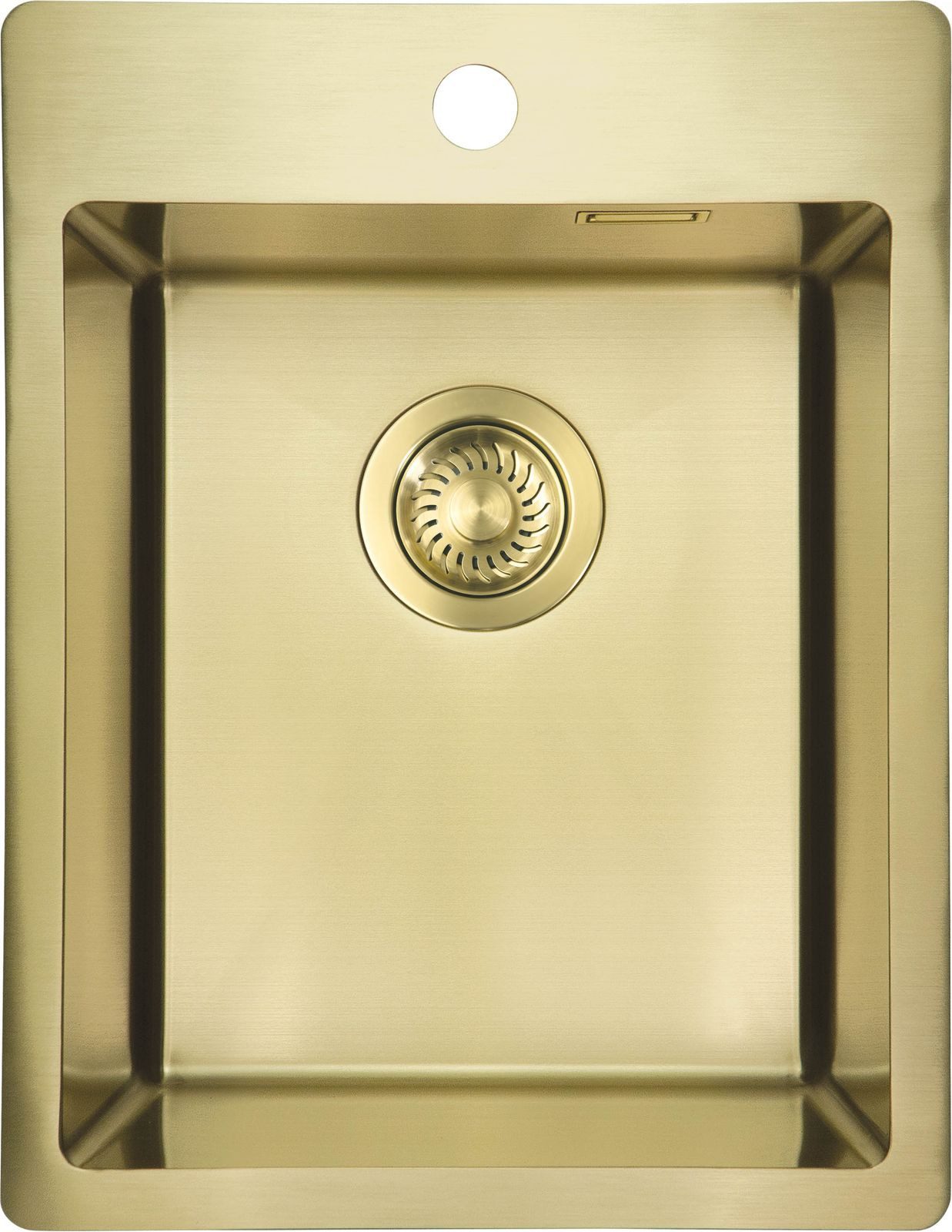 Deante Edelstahlspüle Goldenes Stahlspülbecken "Olfato Precious" Oberfläche gebürstet 39cm, 50.5/39 cm, (Komplett-Set)