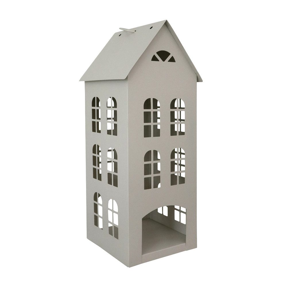 Grafelstein Kerzenlaterne Laterne COZY HOME beige Haus aus Metall H45cm Dekohaus Metallhaus