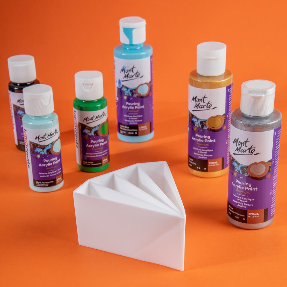 Mont Marte Malbecher PREMIUM Pouring Becher mit 4 Kammern für kreative Farbkreationen, ideal für Acryl, Harz und Flüssigkunst, leicht zu reinigen & langlebig